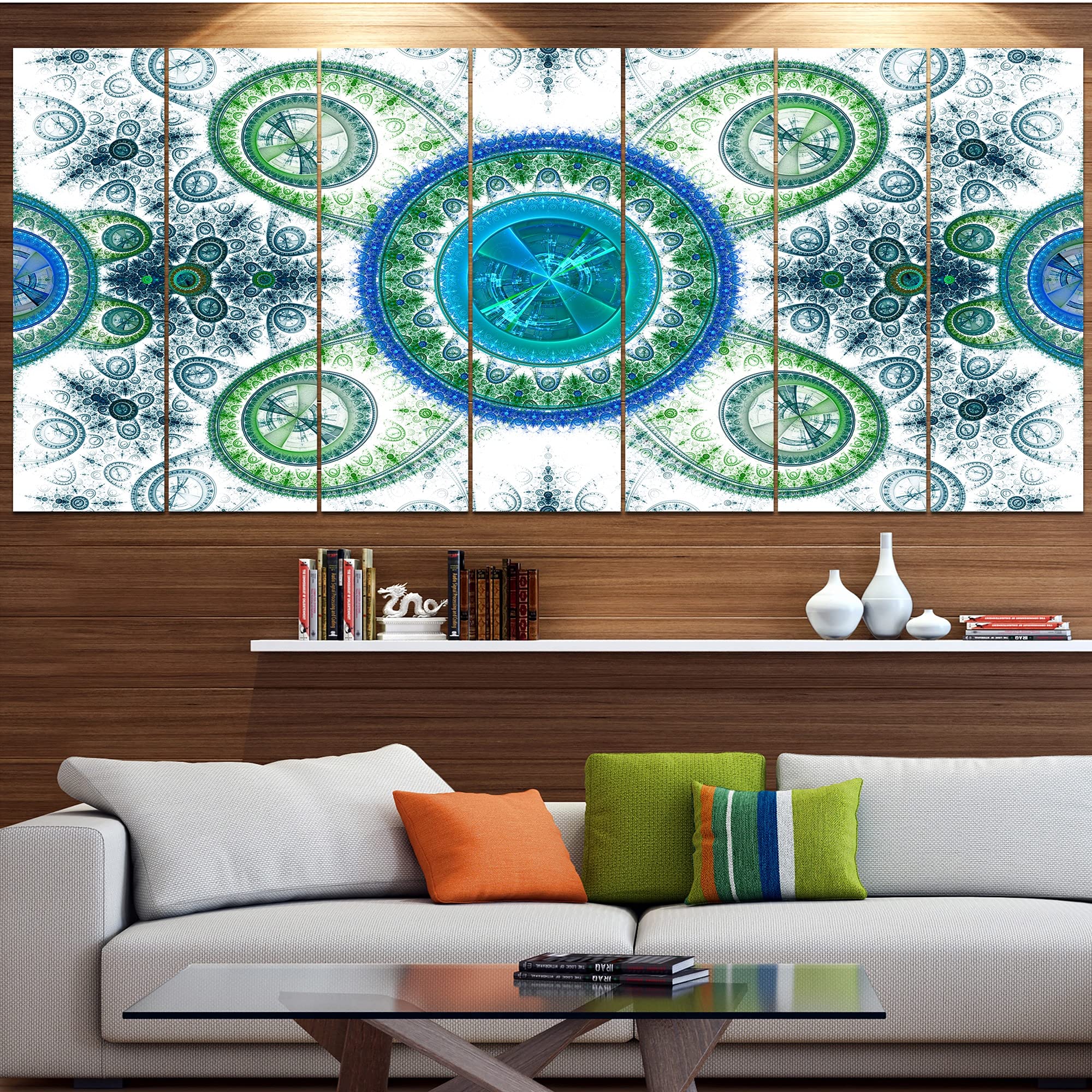 Blue Psychedelic Relaxing Abstract Wall Art Canvas Painting - 60x28 Inches 5-Panel Modern Home Decor for Living Room, Bedroom & Office | Handmade Contemporary Artwork
