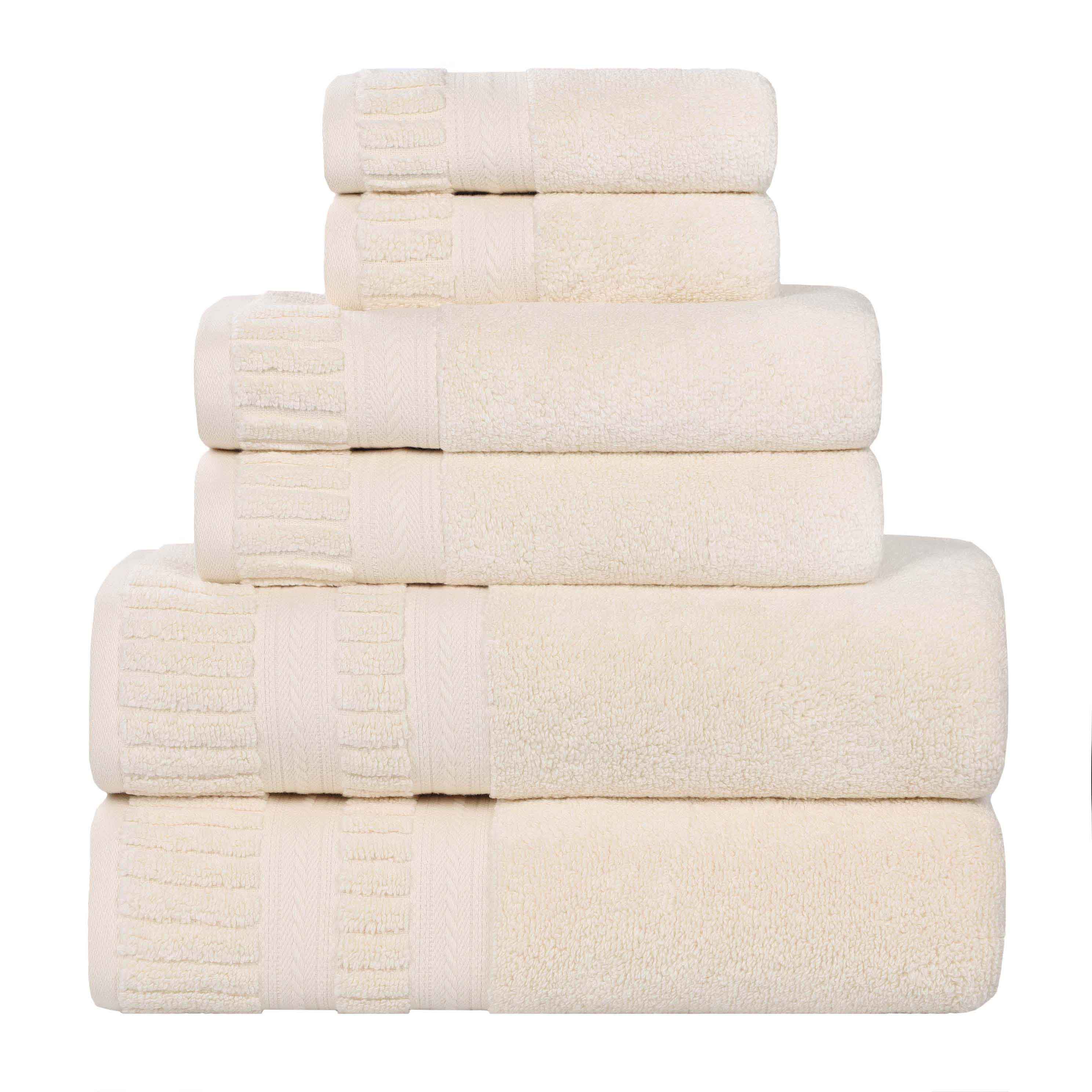 Venice Zero Twist Cotton 6-Piece Towel Set - Medium Weight, Highly Absorbent Bath Towels for Spa, Gym & Home Use