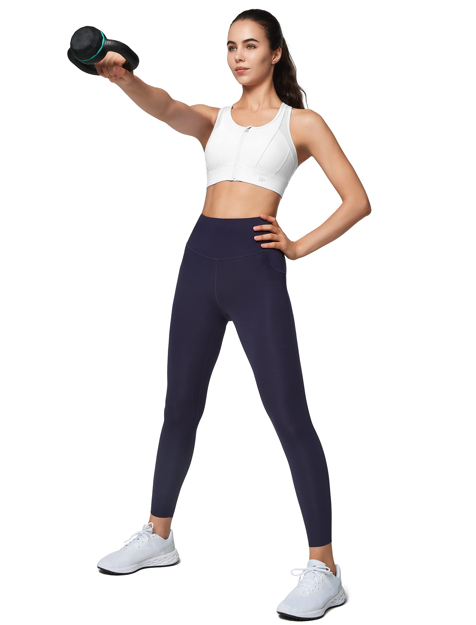 Yvette High Impact Zip Front Sports Bra - Mesh Racerback Workout Bra for Women with Large Breasts - High Support for Running, Gym & High-Intensity Training