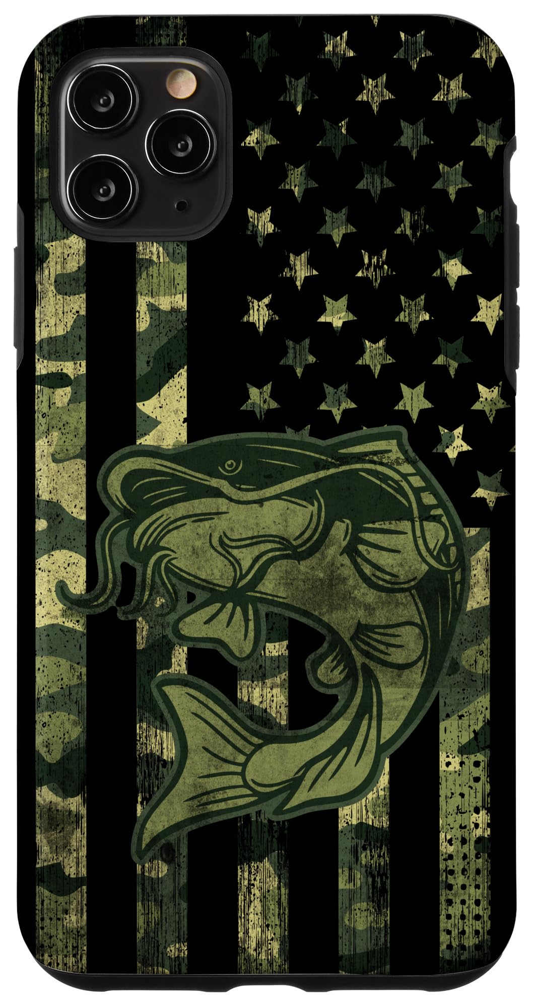 iPhone 11 Pro Max Camo American Flag Case - Patriotic Waterproof Phone Cover for Fishing, Hunting & Outdoor Adventures
