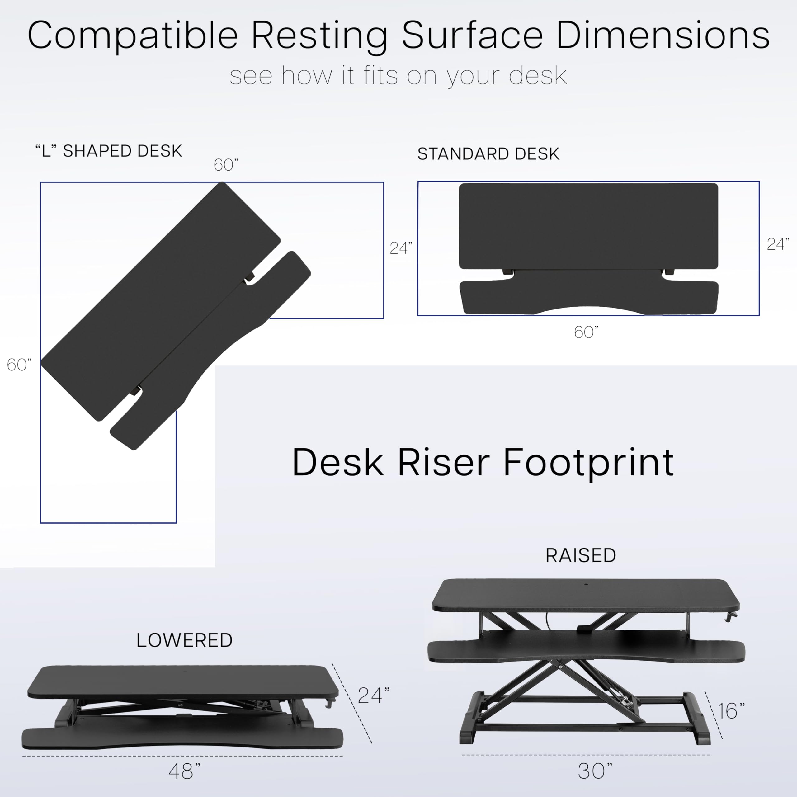 VIVO K Series 48 Inch Height Adjustable Standing Desk Converter - Dual Monitor & Laptop Workstation with Wide Keyboard Tray, Black (DESK-V048KB) - Perfect for Home Office, Gaming Setup, and Ergonomic Workspace