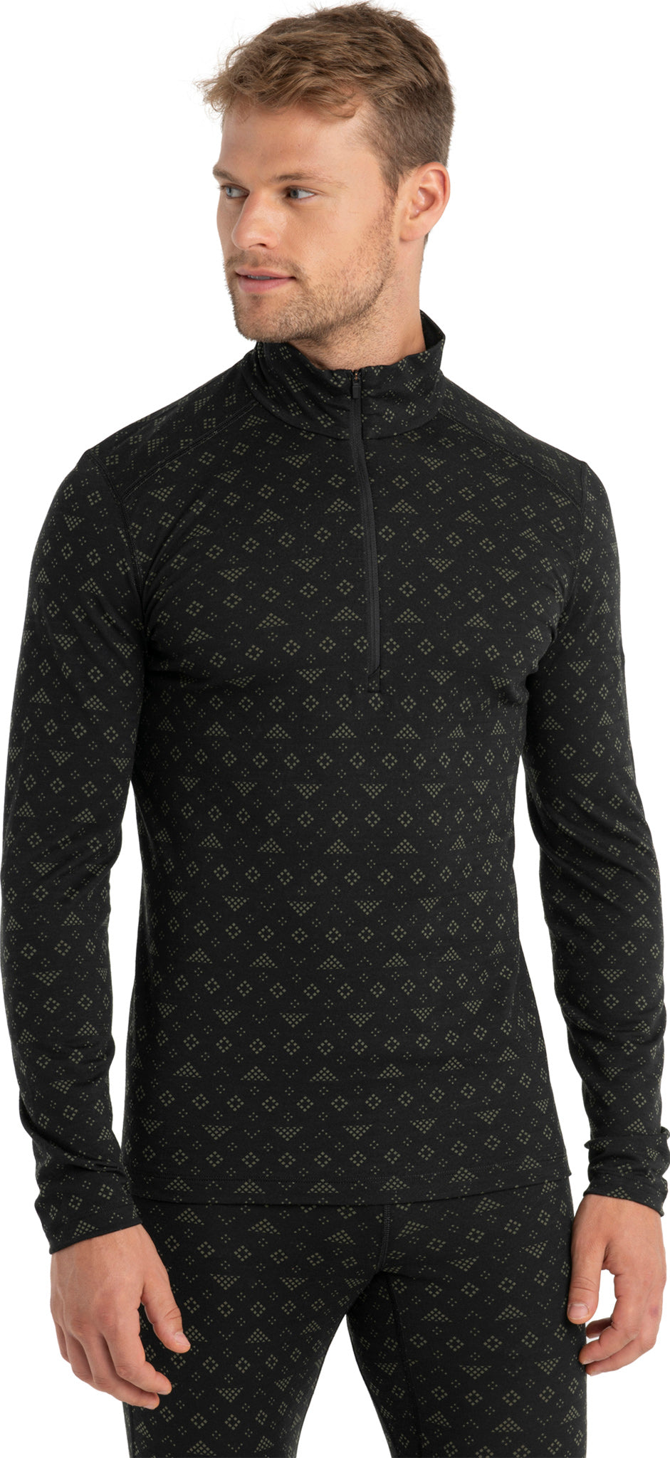200 Oasis First Snow Merino Wool Long Sleeve Half Zip Thermal Base Layer for Men - Warm Winter Outdoor Hiking & Skiing Shirt