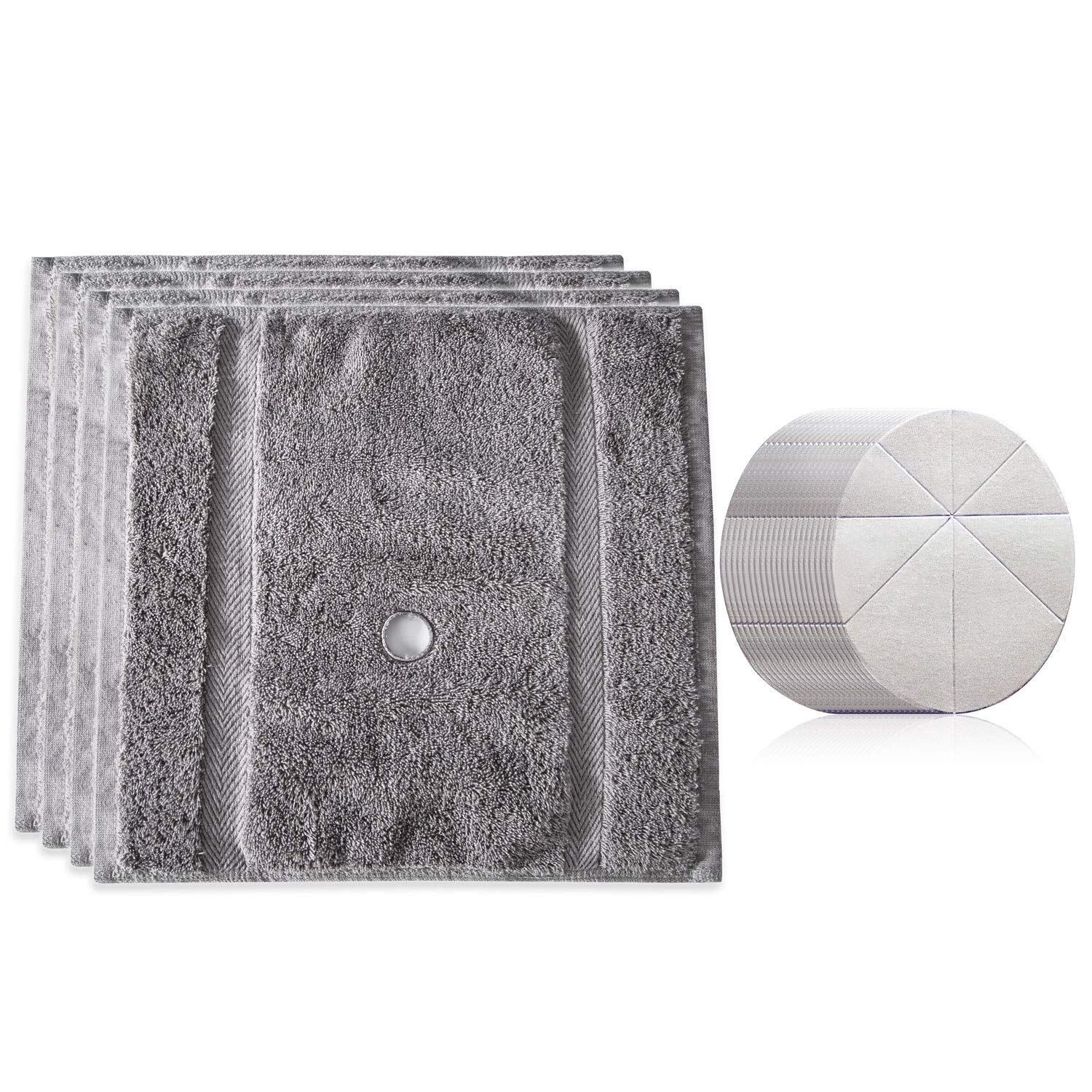 4 Pack Ear Candling Treatment Towels with 20 Protective Discs - Soft Gray Spa Accessories for Relaxation & Ear Wax Removal - Perfect for Home Spa, Wellness Centers & Holistic Therapy Sessions