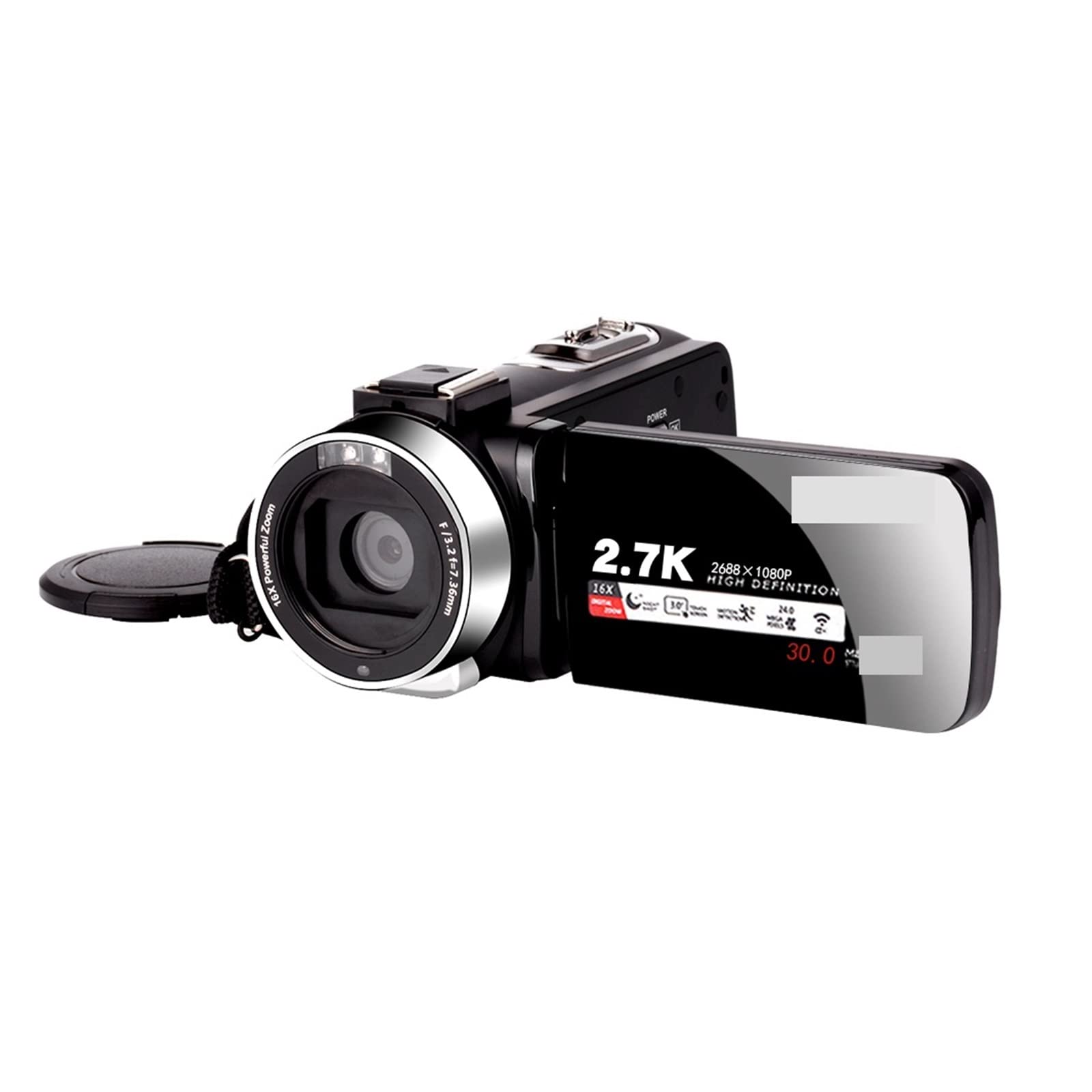 AUBEST 2K Night Vision Camcorder with 16X Zoom & Infrared - 30MP Portable Digital Video Camera for Vlogging, Live Streaming, YouTube (Includes 128GB SD Card & MIC LENS) - Perfect for Travel, Events, Home Security and Outdoor Adventures