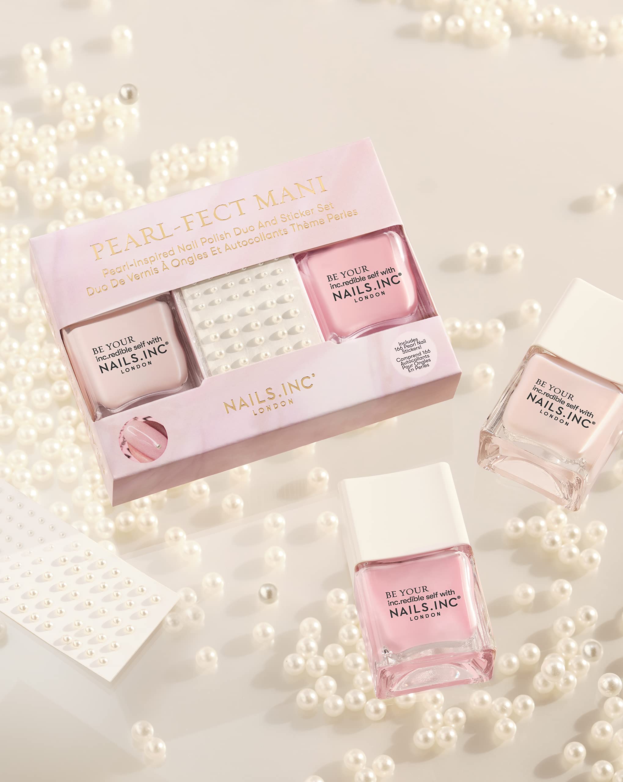 Nails.INC Pearl-Fect Mani Duo with Stickers - 2-in-1 Nail Polish & Sticker Set for Salon-Quality Manicures at Home | Perfect for Parties, Weddings & Special Occasions