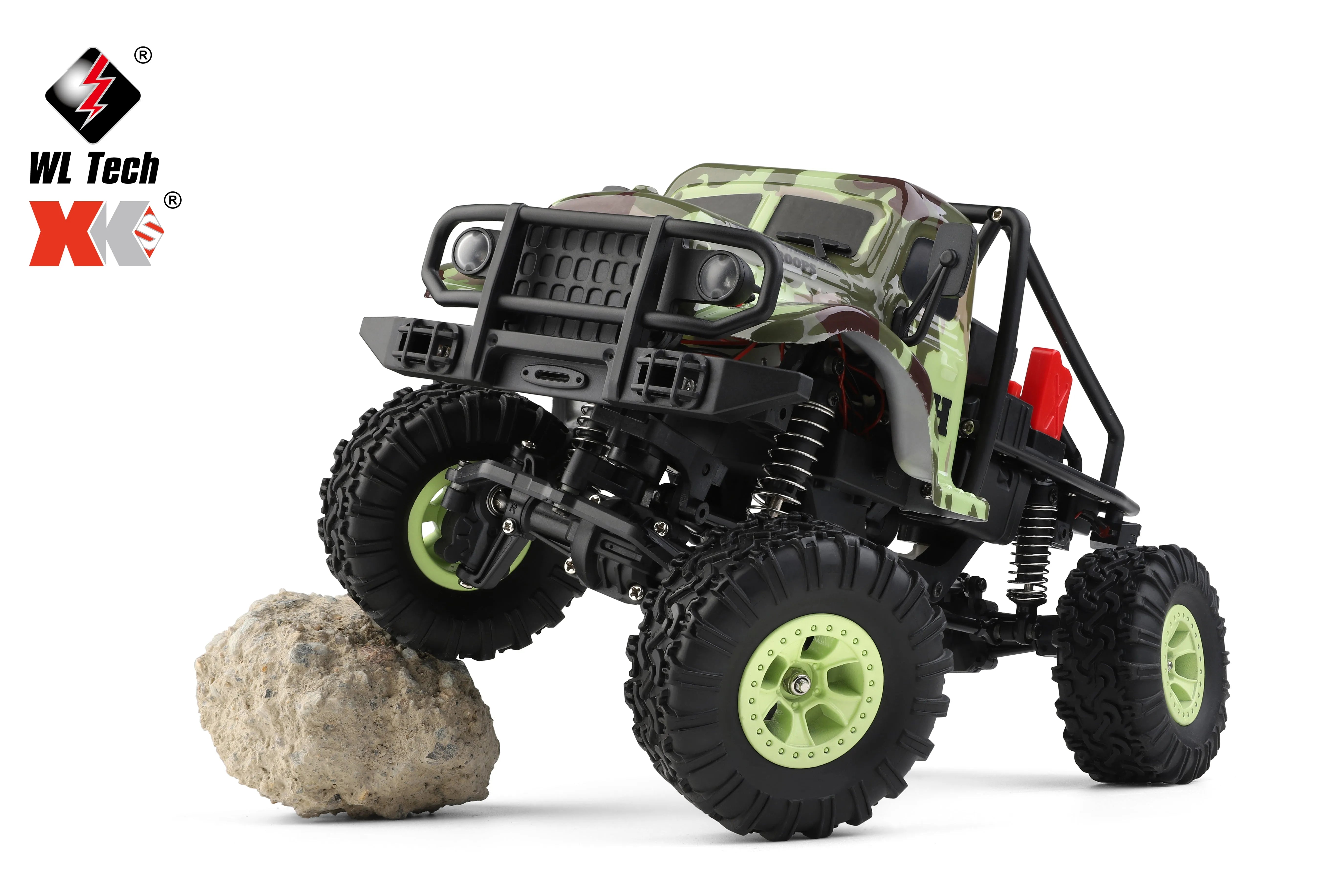 WLTOYS 184021 1/18 Scale 4WD RC Crawler Car with LED Lights, 2-Speed Transmission & Camo Shell - Off-Road Adventure Vehicle for Kids and Adults, Perfect for Rock Crawling, Trail Driving and Backyard Racing