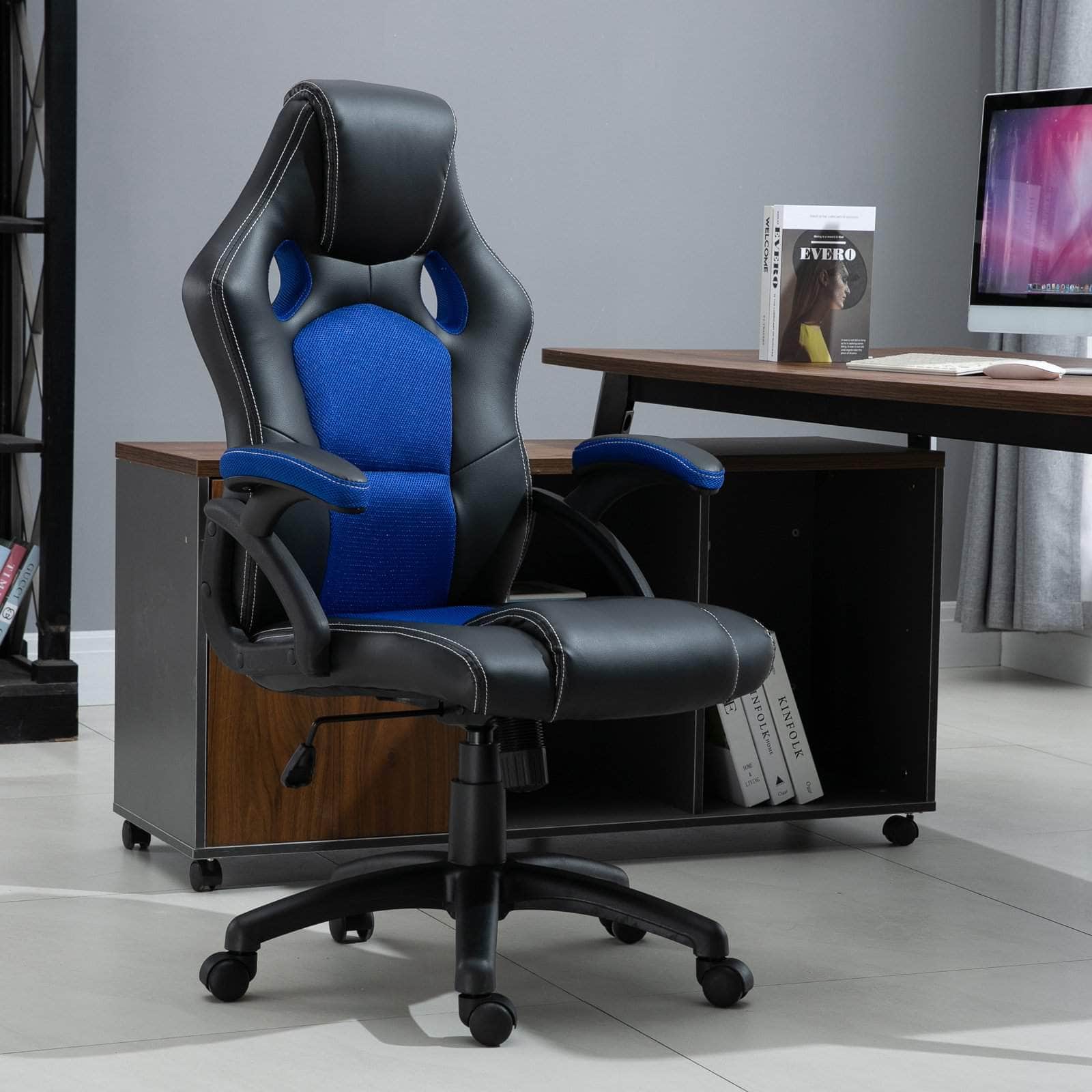 360 Degree Swivel Racing Style Office Gaming Chair - Adjustable Height Ergonomic PU Leather Computer Desk Chair for Home & Work (2 Color Options) | Perfect for Gaming, Working & Studying