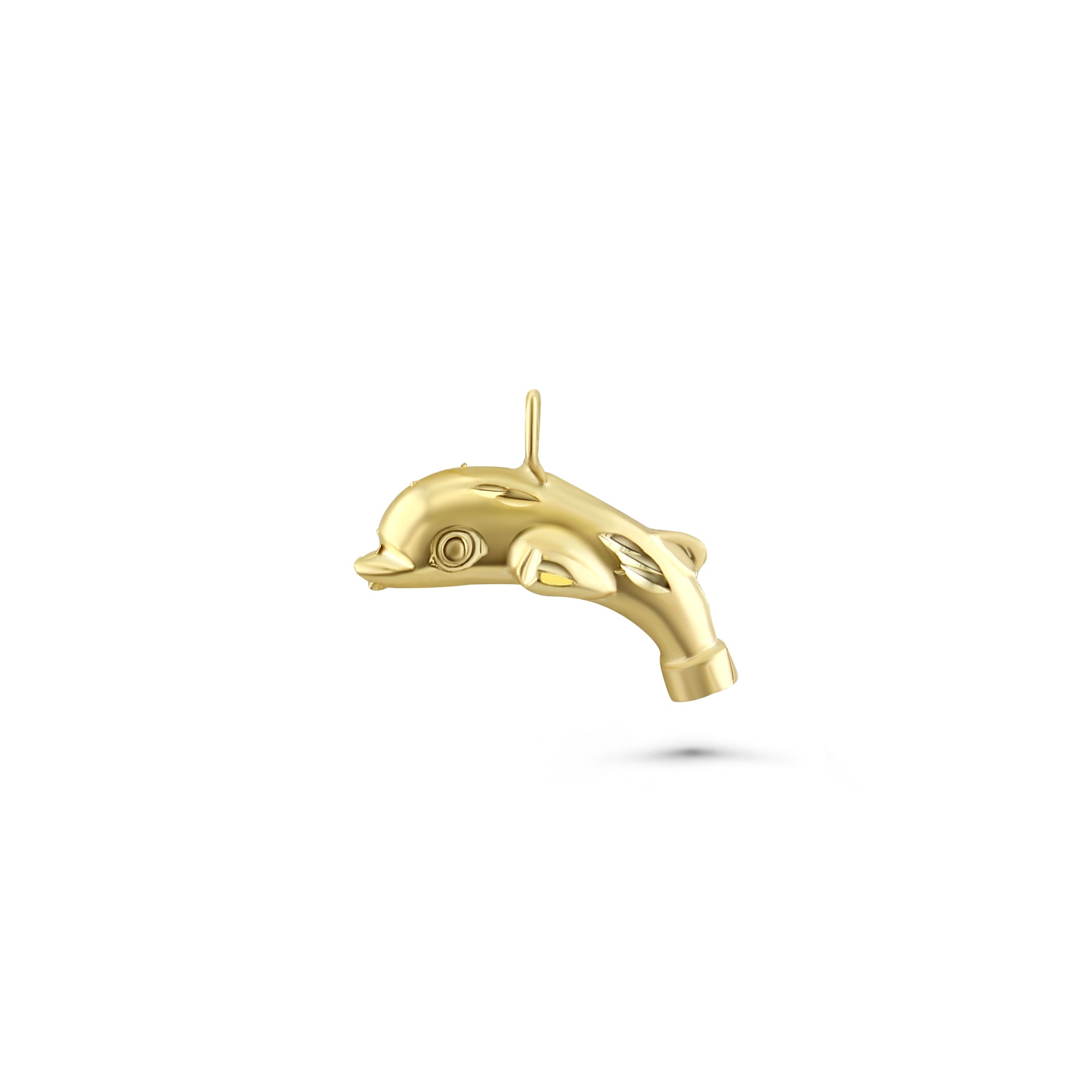 14k Yellow Gold Dolphin Pendant with Matte Finish & Diamond Cuts - Perfect for Gifts, Anniversaries, and Everyday Elegant Jewelry