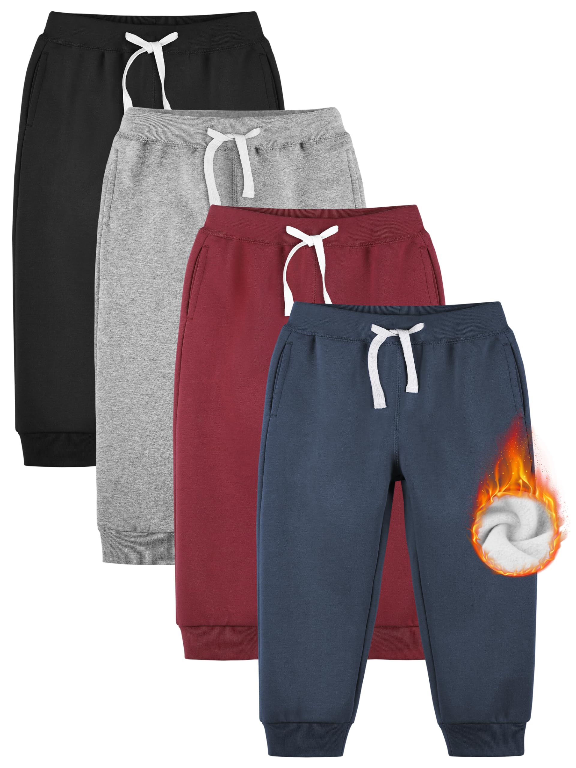 Resinta Baby and Toddler Boys Cotton Fleece Jogger Sweatpants - Warm Winter Pull-On Pants with Pockets & Drawstring Waist for Active Play and Outdoor Adventures
