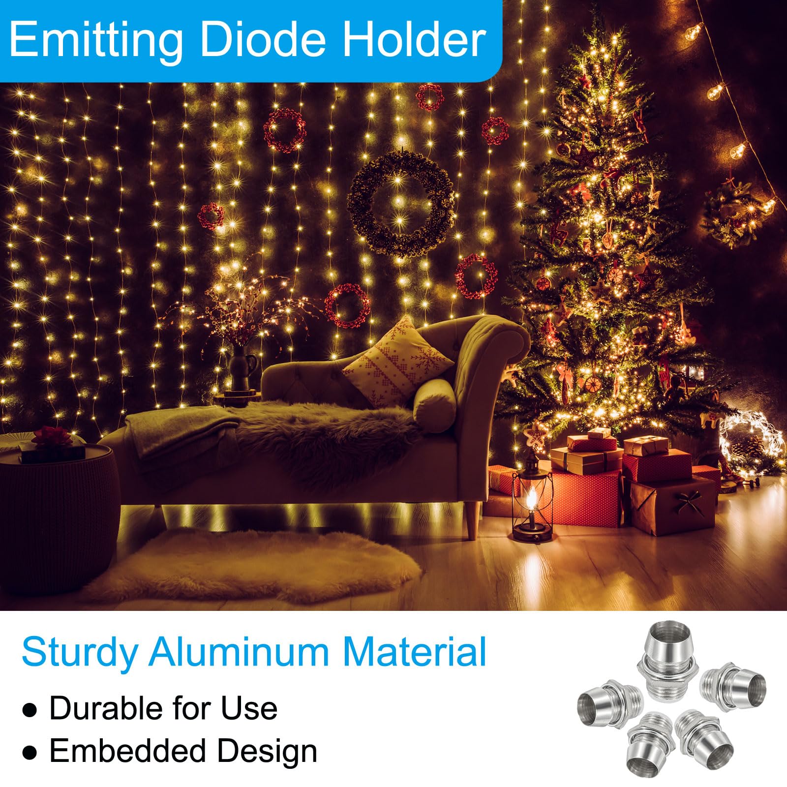 PATIKIL 20-Pack 5mm Aluminum LED Holder Clips - Silver Diode Mounting Brackets for Lamp Bulbs & LED Displays | Durable Socket Caps for Panel Bezel Mounting & DIY Lighting Projects