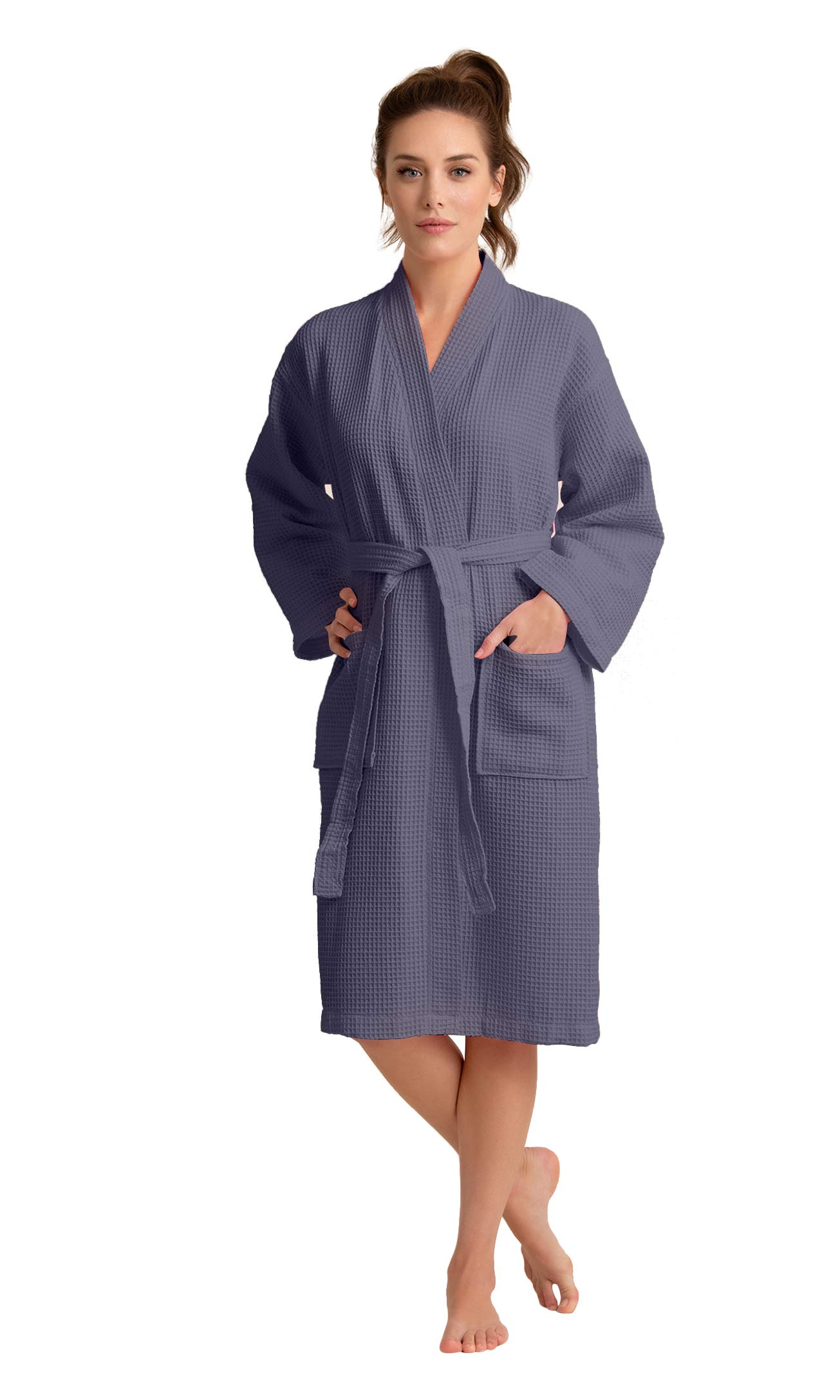 Luxurious Soft Absorbent Lightweight Long Kimono Waffle Spa Bathrobe for Women - Cozy Loungewear for Home, Spa Days & Relaxation