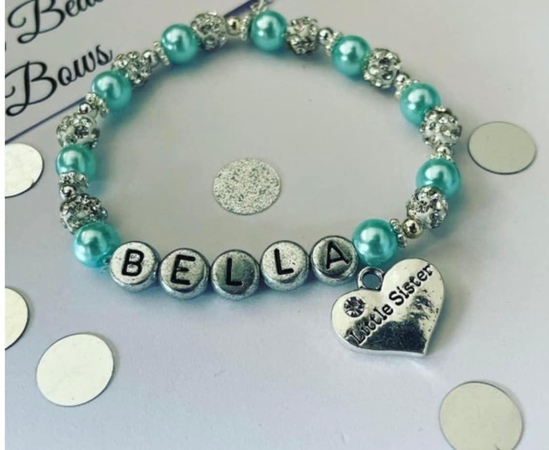 Turquoise Shamballa Bracelet for Sister - Rhinestone Heart Charm Gift for Women - Birthday & Anniversary Present