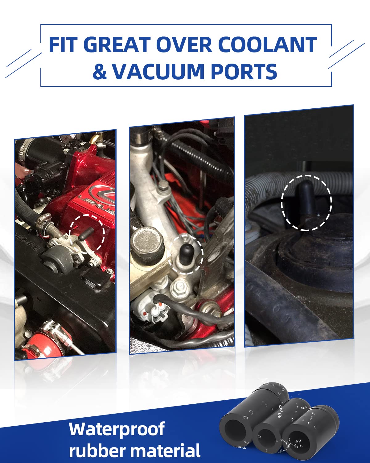 165 PCS Vacuum Caps Rubber Plug Kit - 14 Size Assorted Hose End Caps for Carburetor, Manifold & Automotive (3/16