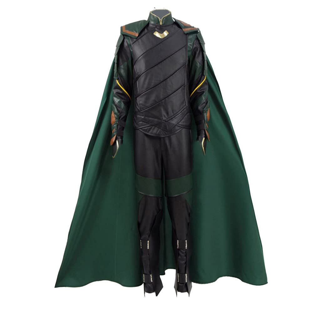 Loki Costume for Adults - Men & Women Laufeyson Cosplay Outfit with Cloak - Halloween Party, Comic Con, Cosplay Events (Size L, Male Version)