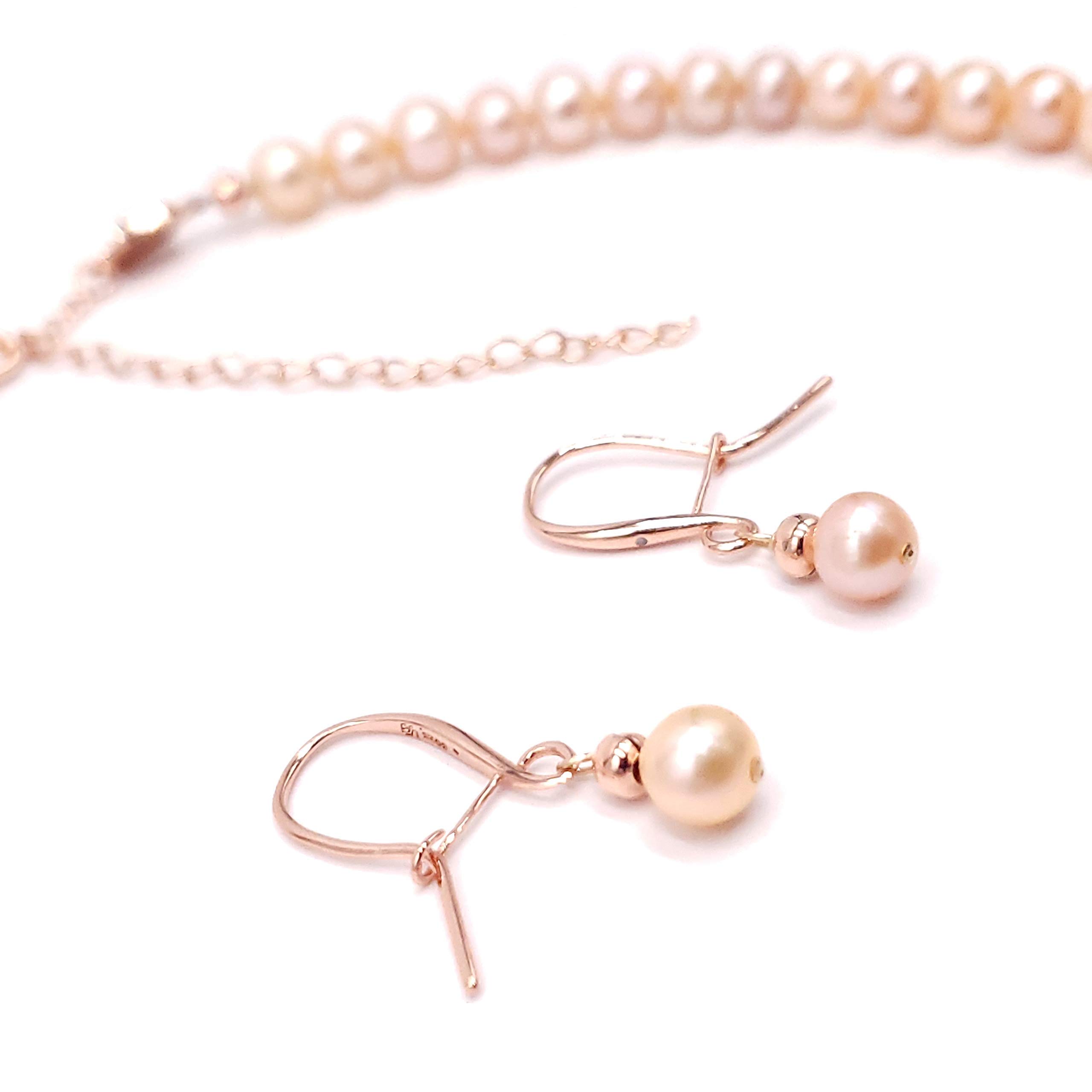 Peach Pearl & Natural Ruby Pendant Necklace Set - July Birthstone Jewelry, Bridal & Valentine's Day Gift for Her by Uniquelan | Perfect for Weddings, Anniversaries & Special Occasions