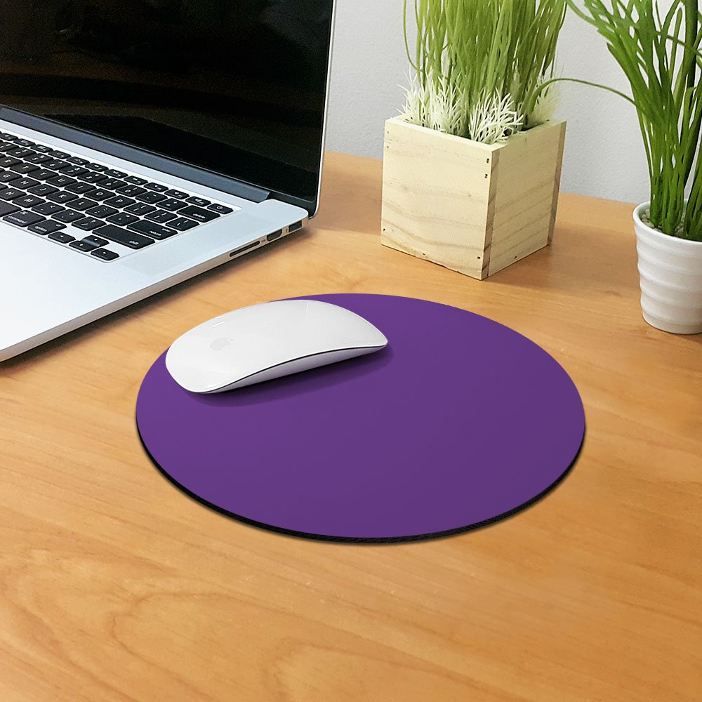Non-Slip Round Mouse Pad - FINCIBO Solid Orchid Purple Ergonomic Desk Mat for Home Office, Gaming & Workstation Use | Perfect for Computer, Laptop & PC Setup