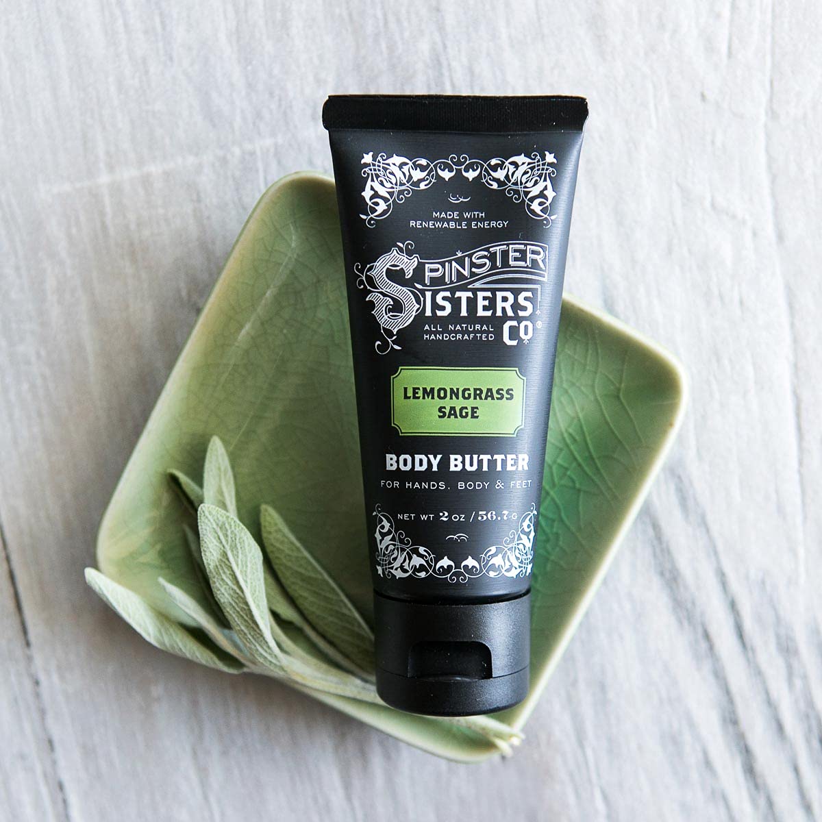 Organic Lemongrass Sage Body Butter - 2 oz | All-Natural Moisturizer for Dry Skin | Perfect for Spa Days & Relaxation at Home