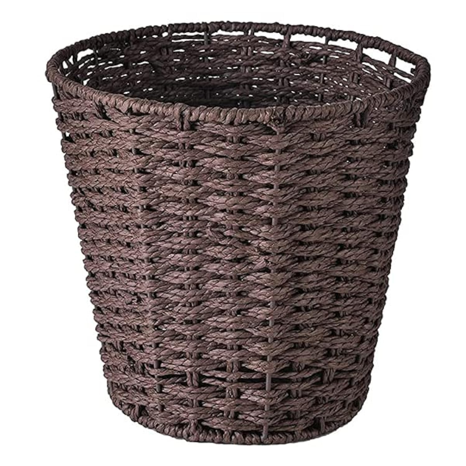 Round Wicker Waste Basket - Natural Woven Paper Bin Trash Can for Bedroom, Bathroom, Office & Home Decor - Eco-Friendly Brown Rubbish Basket for Living Room, Dorm, Kitchen & Bath Organization