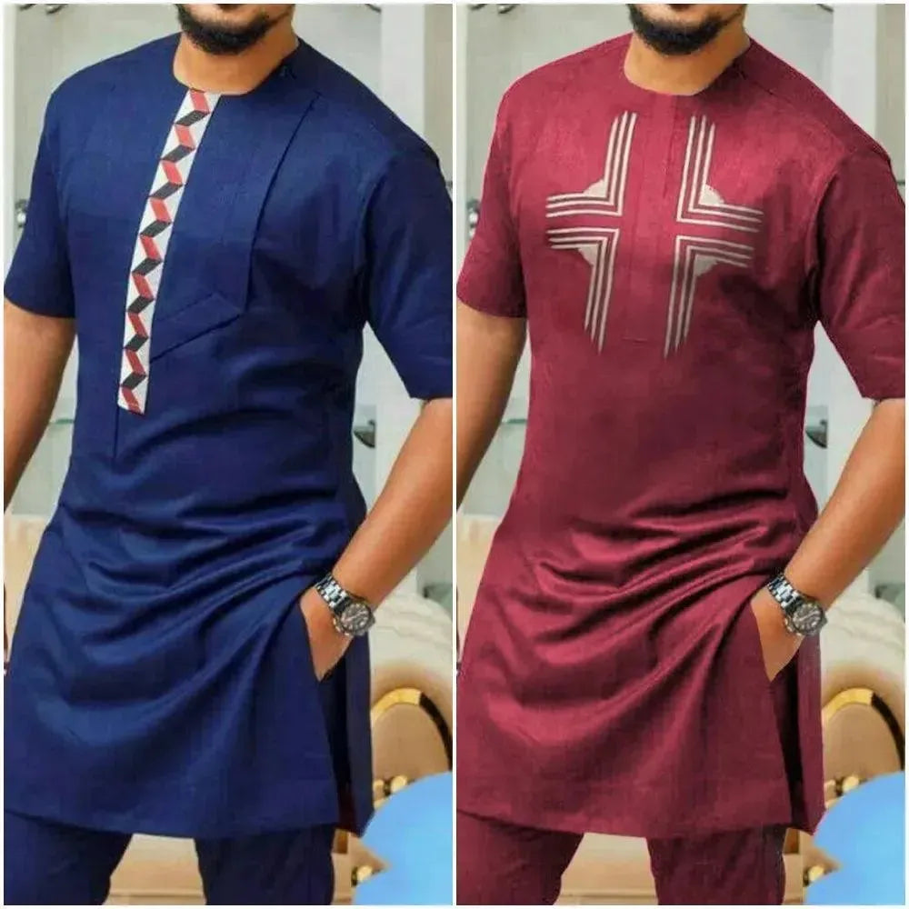 Stylish Men's Graphic Print Cotton Two Piece Outfit Set - Casual Lounge & Streetwear Fashion for Everyday Wear