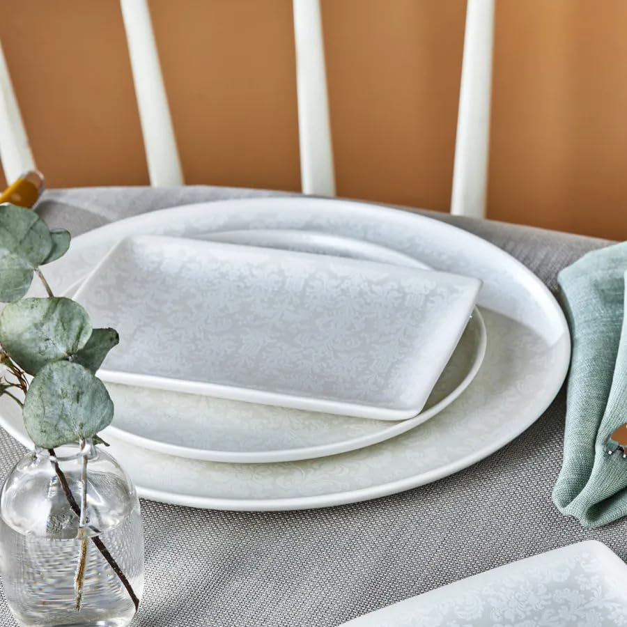 Karaca Minerva 18-Piece Bone China Dinner Set for 6 - Elegant Platinum Tableware with 6 Dinner Plates (11