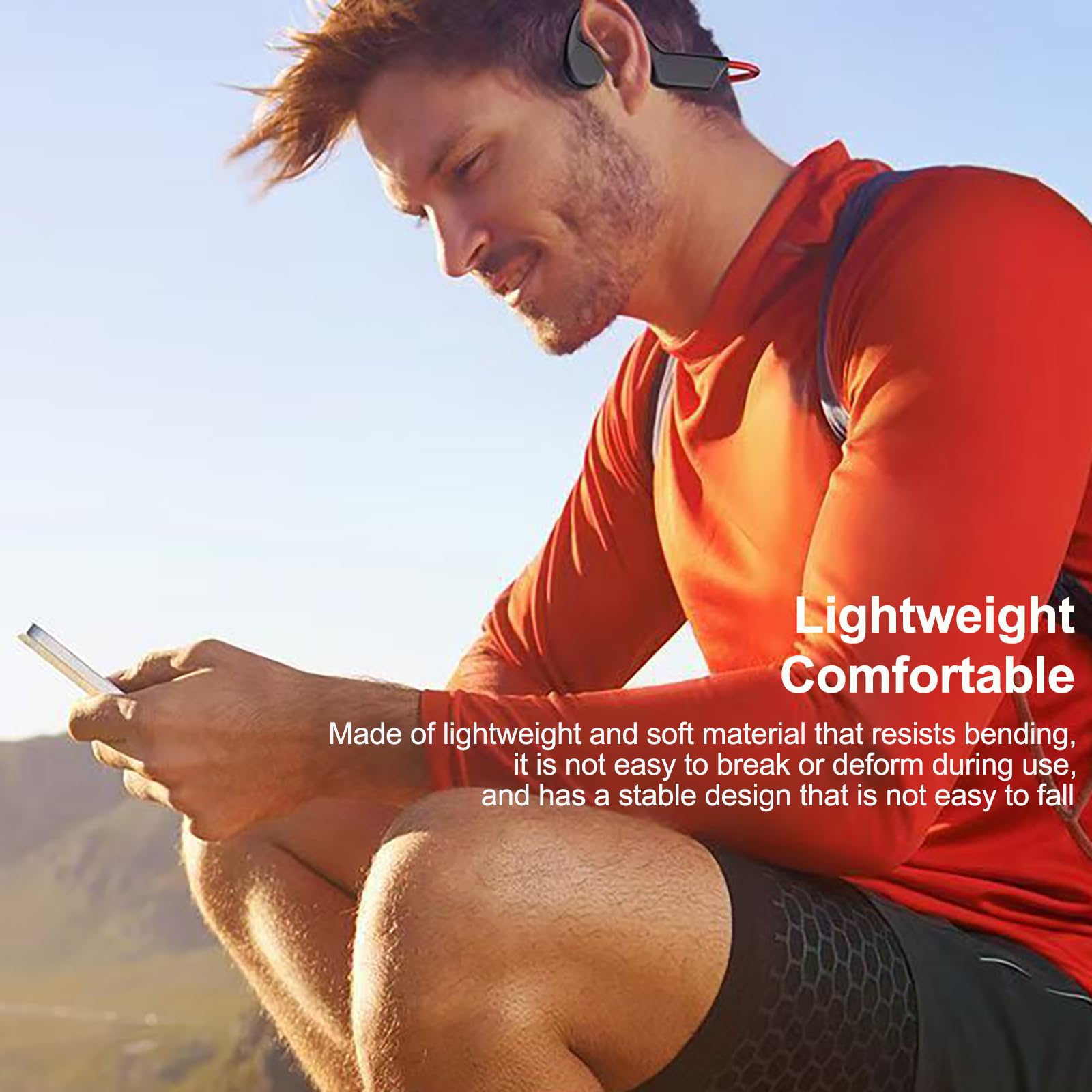 Premium Bone Conduction Headphones - Open-Ear Bluetooth 5.4 Wireless Sports Headset with Built-in Mic, 32GB Storage, IPX8 Waterproof & Magnetic Charging - Ideal for Swimming, Running, Cycling & Workout (Black/Red)