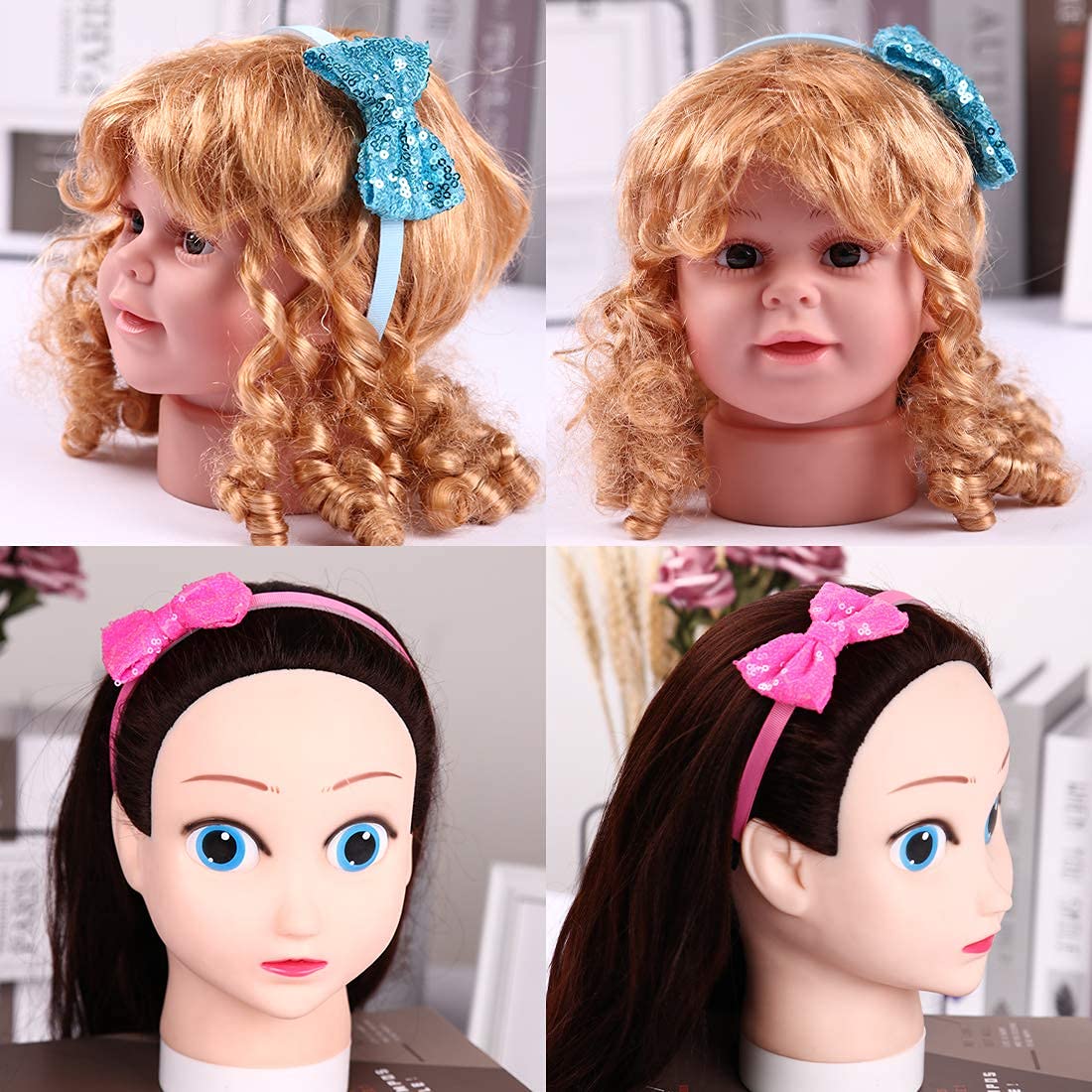 Shiny Sequins Glitter Bow Hair Band for Baby Girls, Kids, Teens & Toddlers - Pack of 6 Colorful Hair Accessories (Perfect for Birthday Parties, Holidays & Special Occasions)