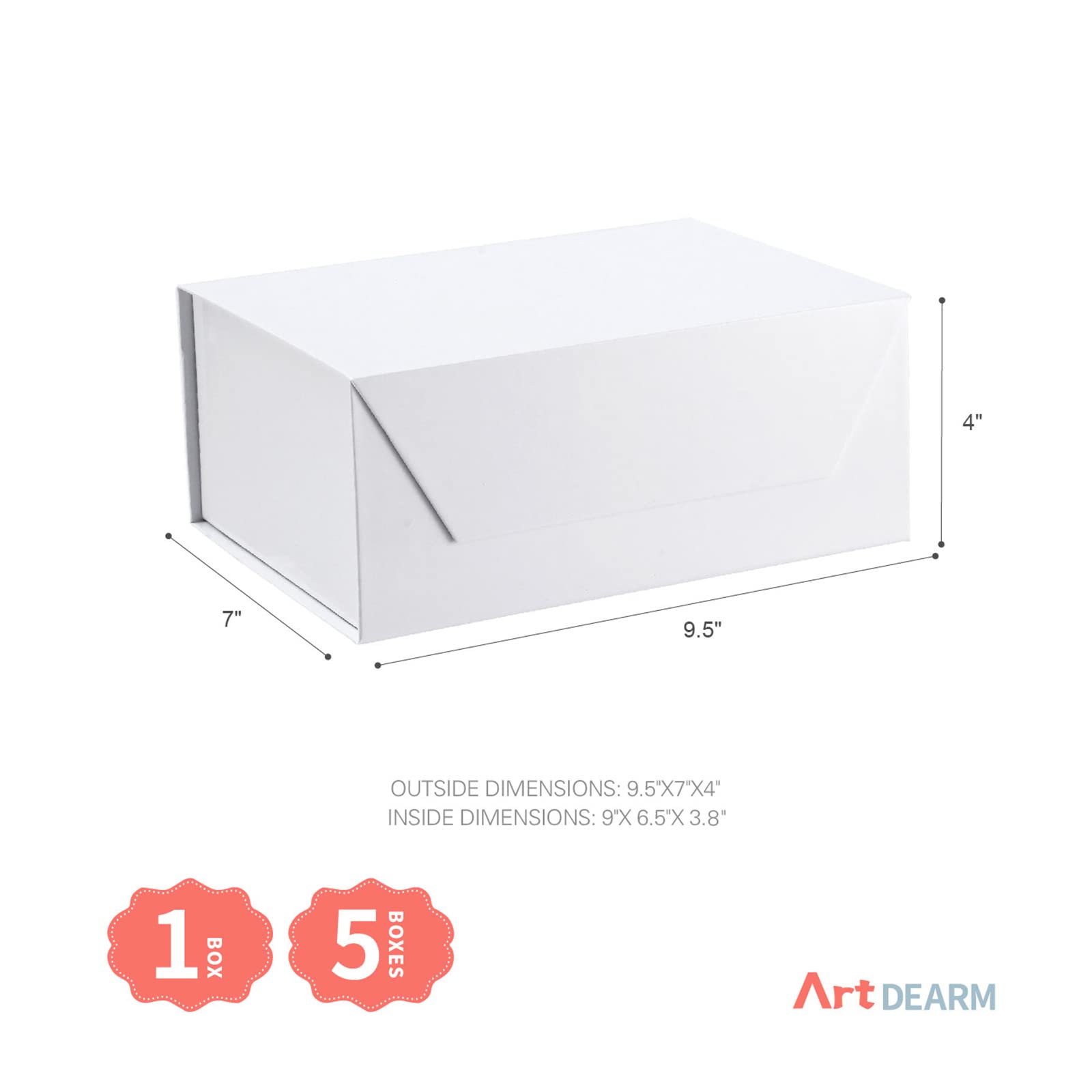 Premium White Magnetic Gift Box with Lid - 9x6.5x3.8 Inches Glossy Finish - Perfect for Weddings, Birthdays, Christmas & Special Occasions - Elegant Packaging for Jewelry, Candles, Cosmetics & Small Gifts