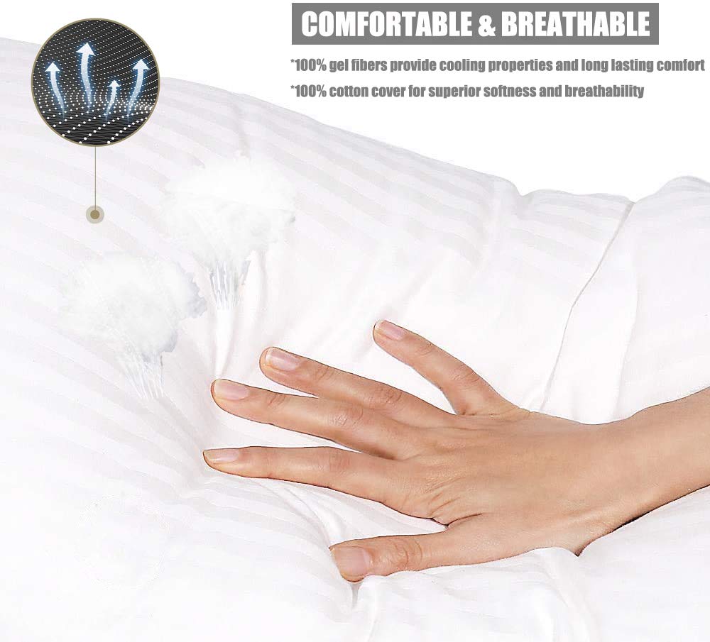 Tuphen Cooling Gel Pillows 2 Pack Queen Size - Hypoallergenic Down Alternative, Soft Hotel Luxury Pillows for Side, Back & Stomach Sleepers - Perfect for Hot Sleepers & Allergy Relief (White, King)