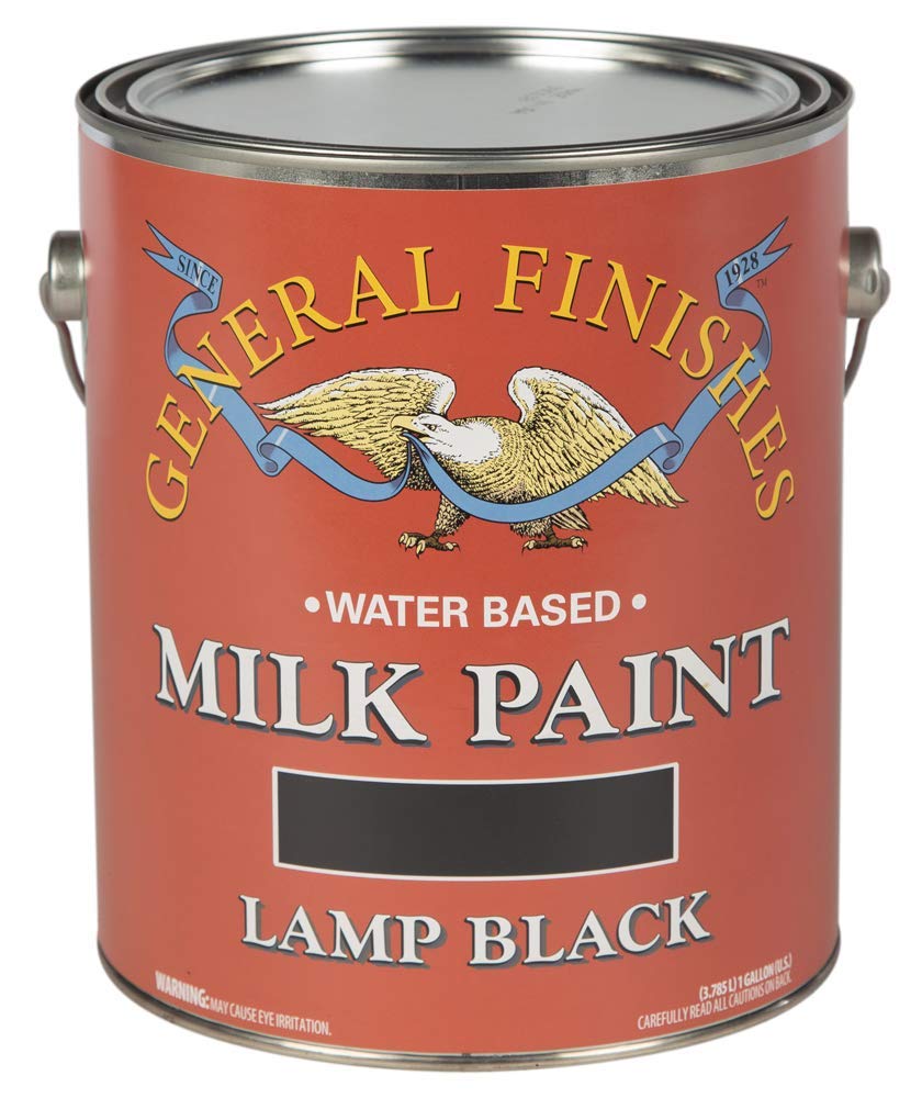 General Finishes Water Based Milk Paint - 1 Gallon, Lamp Black - Non-Toxic, Eco-Friendly Matte Finish for Furniture, Cabinets & DIY Home Decor Projects