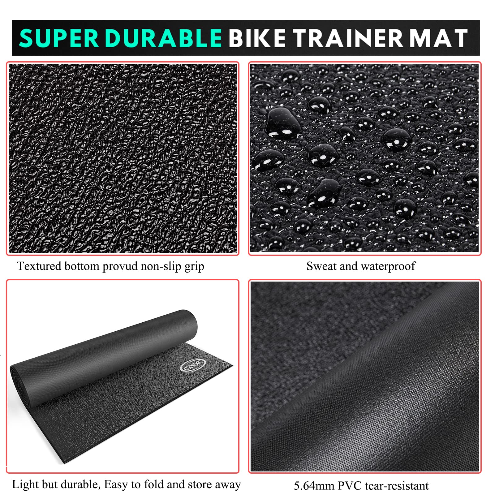 CXWXC Indoor Bike Trainer Floor Mat - Durable PVC Foam Exercise Mat for Peloton & Stationary Spin Bikes | Non-Slip Workout Mat for Home Gym & Fitness Training