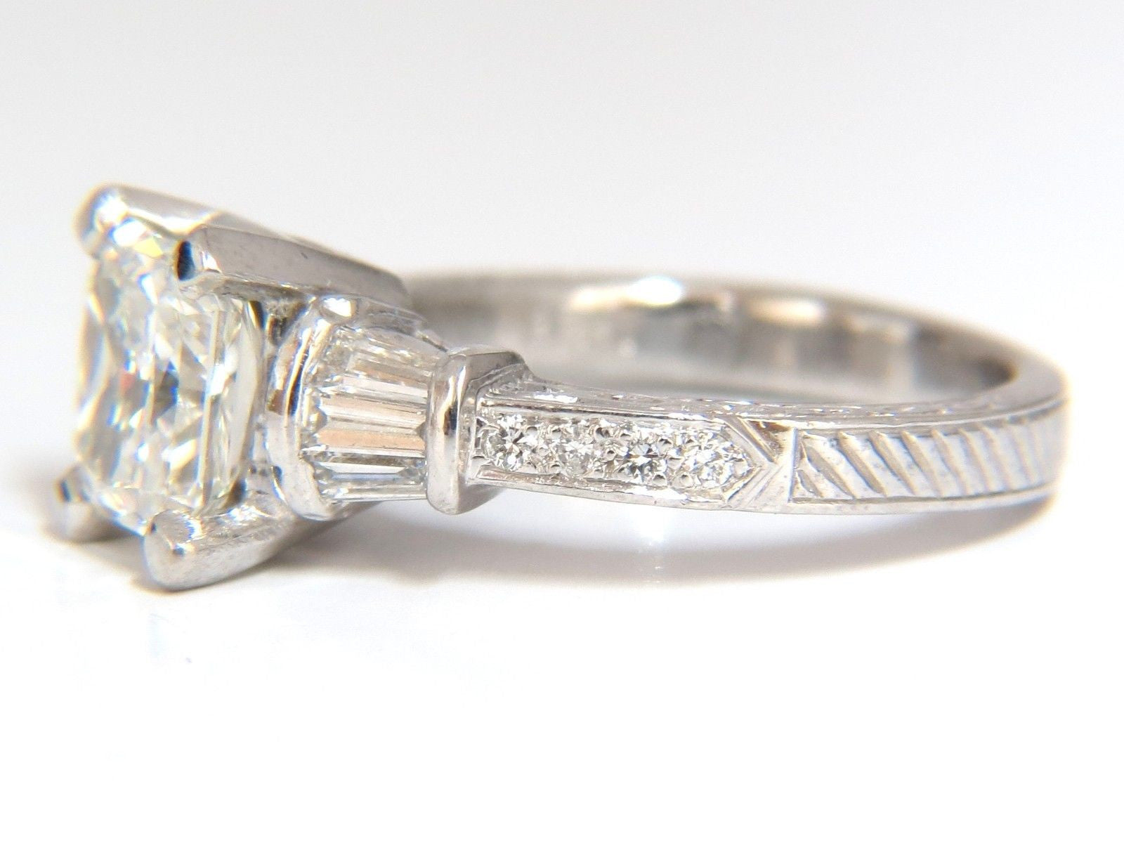 GIA Certified 2.00ct Cushion Cut Diamond Engagement Ring - G/VVS2 Platinum with Baguette Accents | Elegant Wedding, Anniversary & Special Occasion Jewelry