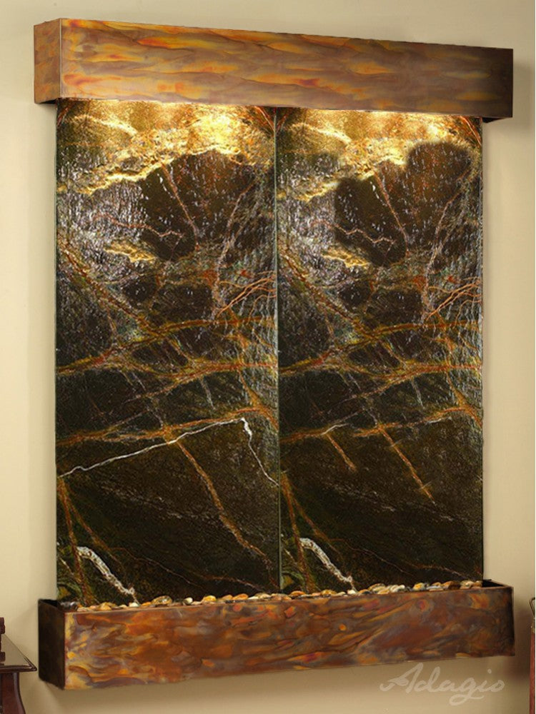 Adagio Majestic River Square Rustic Copper Green Marble Coaster Set (MRS1005) - Elegant Drink Coasters for Home, Office & Dining Table Protection