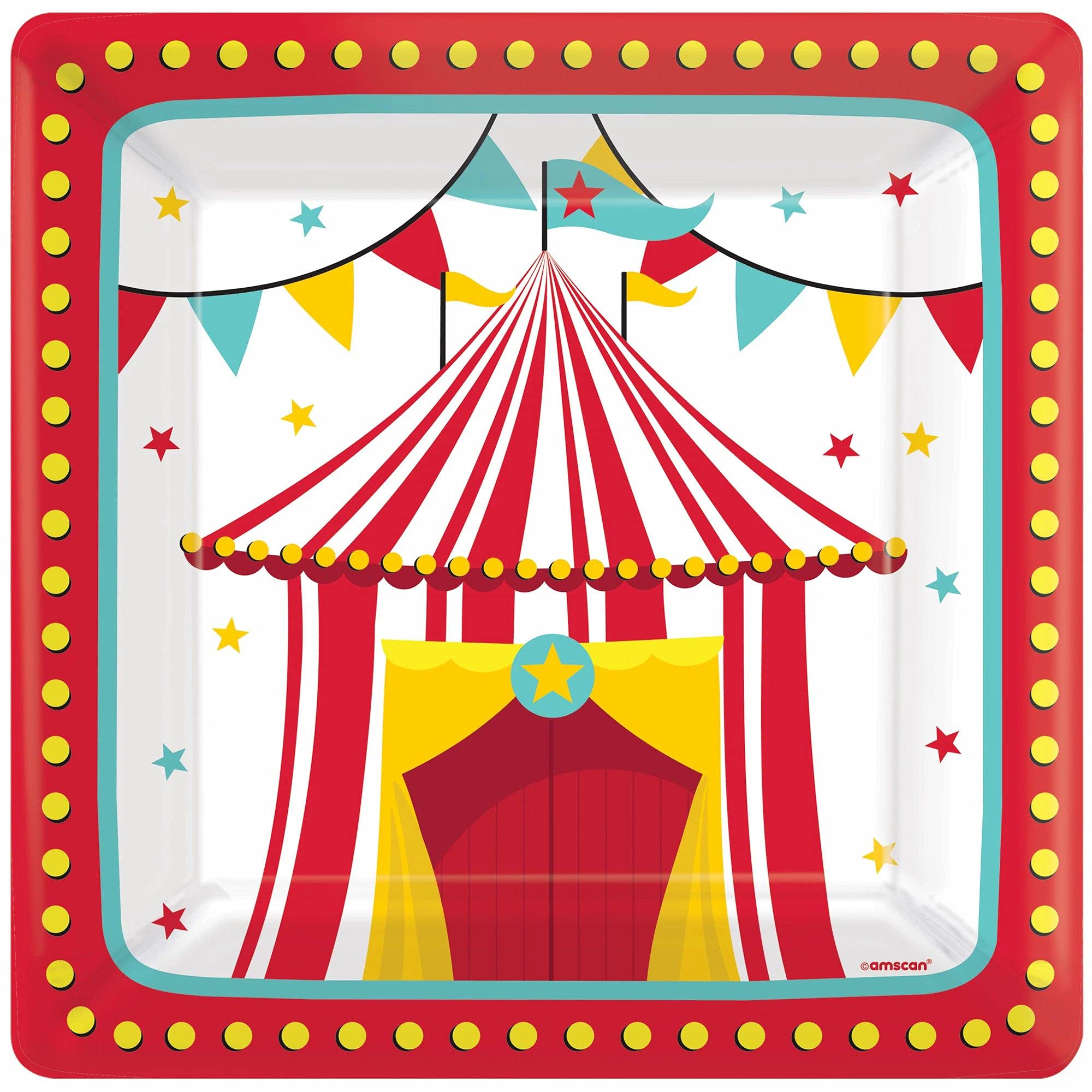 ClassicVariety 16-Person Party Bundle - Colorful Napkins, Plates & Table Cover for Carnival Theme - Includes Maze Game Activity Card | Perfect for Birthday Parties, Baby Showers & Family Gatherings