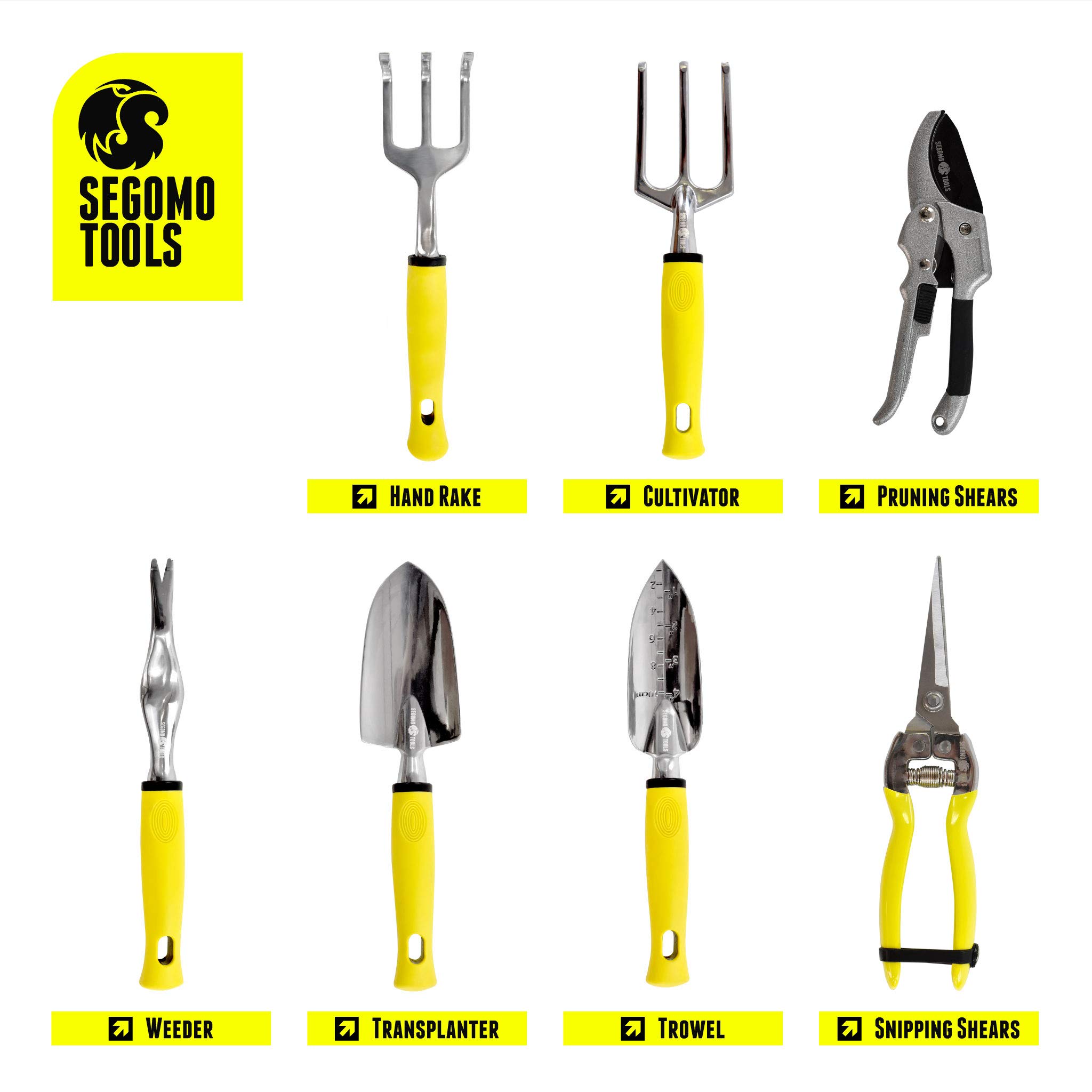 Segomo Tools 12-Piece Premium Garden Tool Set with Gloves, Kneeling Pad, Spray Bottle, Apron & Tote Bag | Complete Gardening Kit for Planting, Weeding & Landscaping | Ideal for Home Gardeners, Backyard Farming & Outdoor DIY Projects