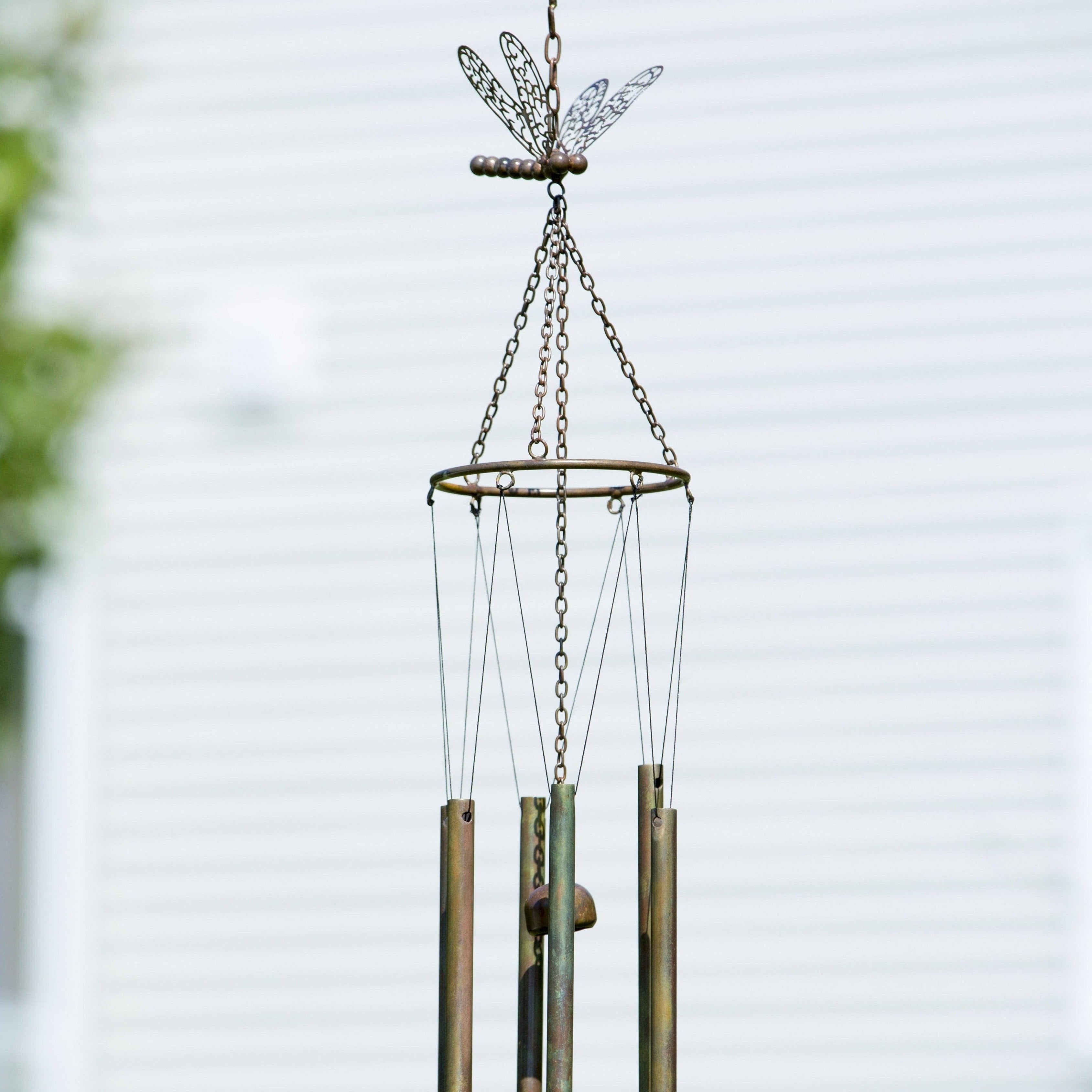 Handmade Dragonfly Wind Chime - Outdoor Garden Decor with Melodic Pipe Design for Patio, Porch & Backyard Relaxation