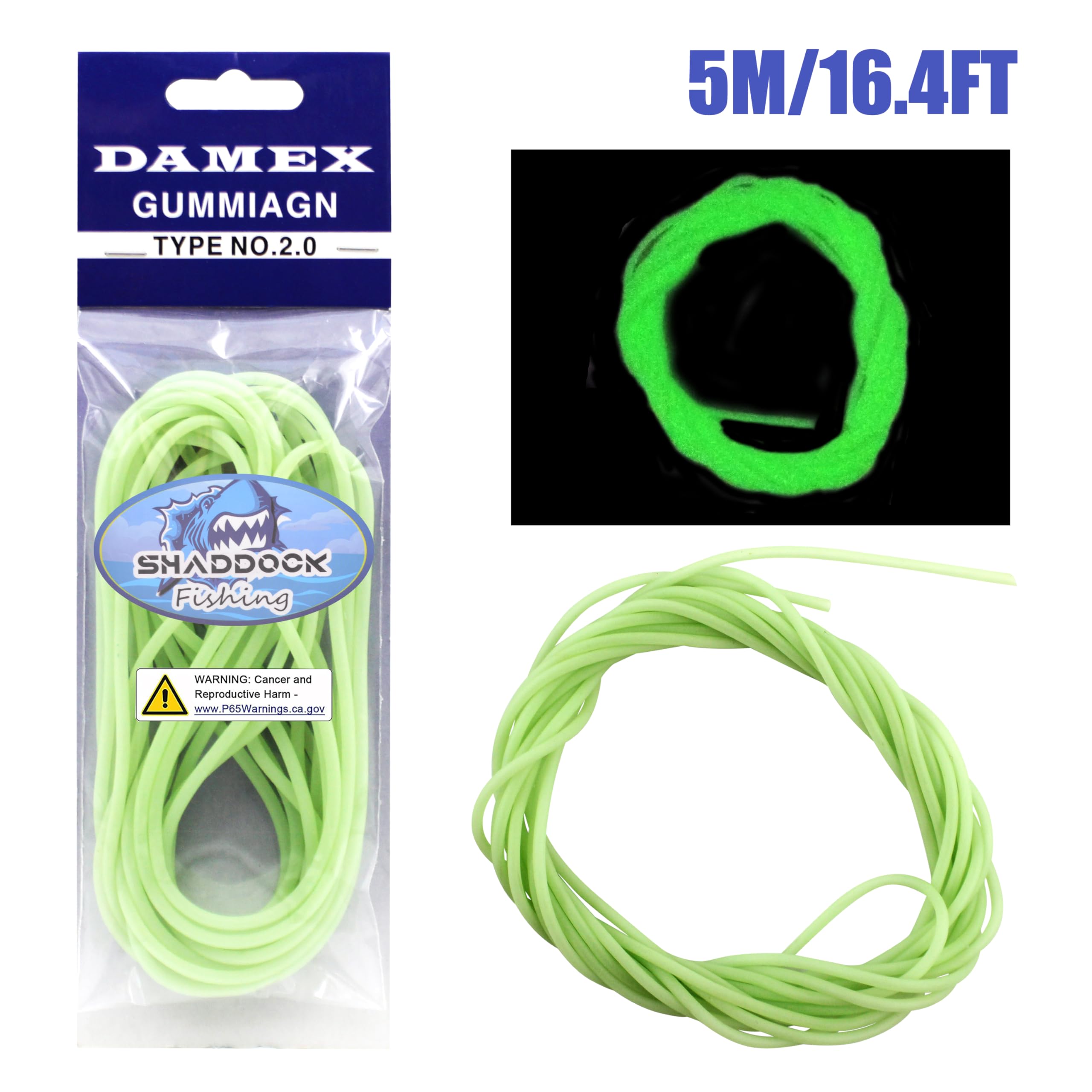 16.4ft Glow Fishing Tube - Green Luminous Soft Plastic Bait for Night & Deep Sea Fishing