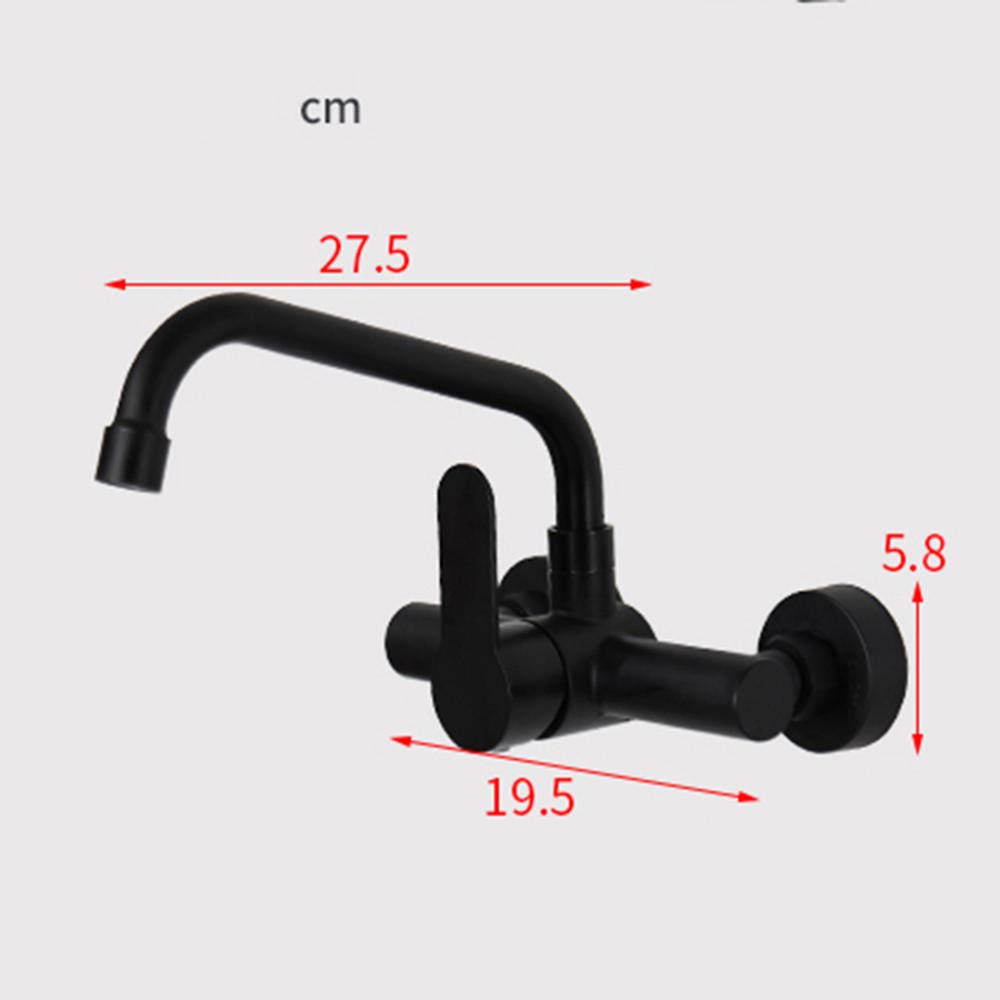 Premium 304 Stainless Steel Black Wall Mount Kitchen Faucet - Single Handle Wall-Mounted Sink Faucet for Kitchen, Laundry & Utility Room - Durable & Stylish Design for Modern Homes
