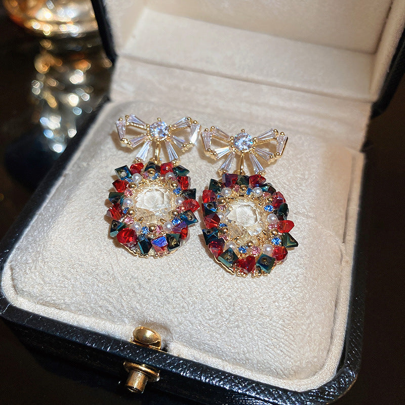 Boho Colorful Pearl Bow Drop Earrings for Women - Handmade Dangle Jewelry | HE11153 | Perfect for Weddings, Parties & Everyday Fashion Accessories