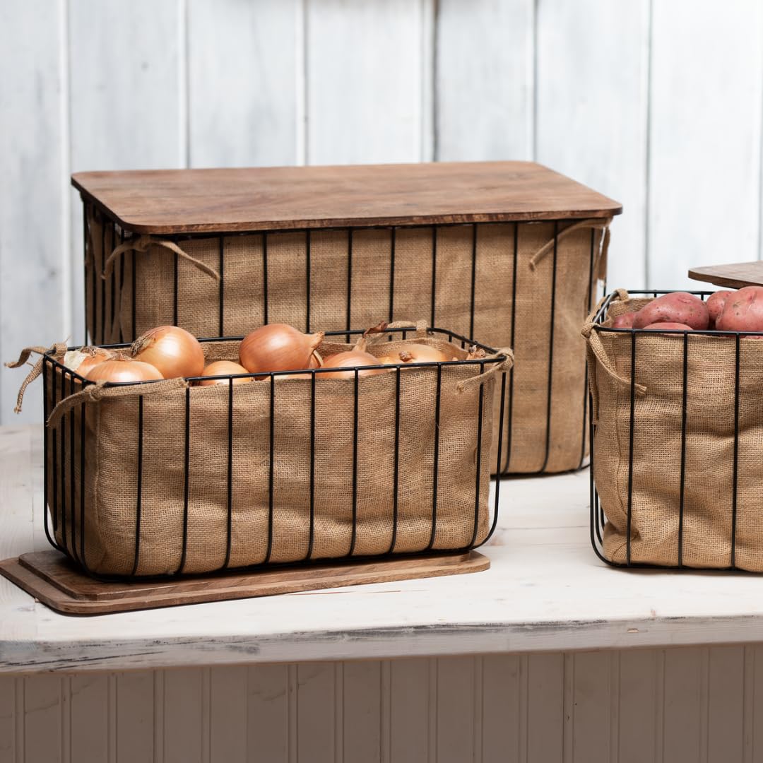 Stackable Root Vegetable Storage Bins Set for Potatoes, Onions & Carrots - Durable Plastic Garden Harvest Organizer for Kitchen Pantry & Root Cellar Organization