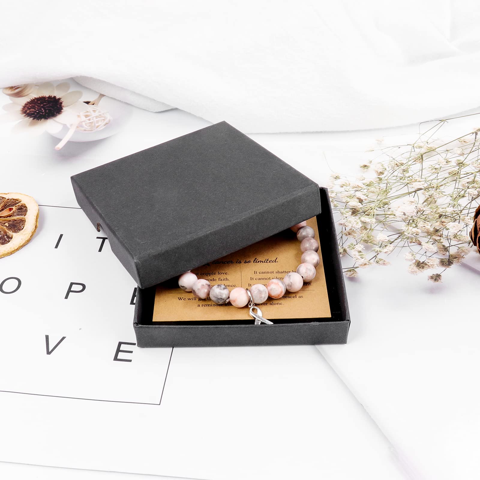 Breast Cancer Awareness Bracelets for Women - Natural Stone Beaded Inspirational Jewelry Gifts for Sister, Best Friend & Girls | Support Survivors, Show Solidarity & Spread Hope