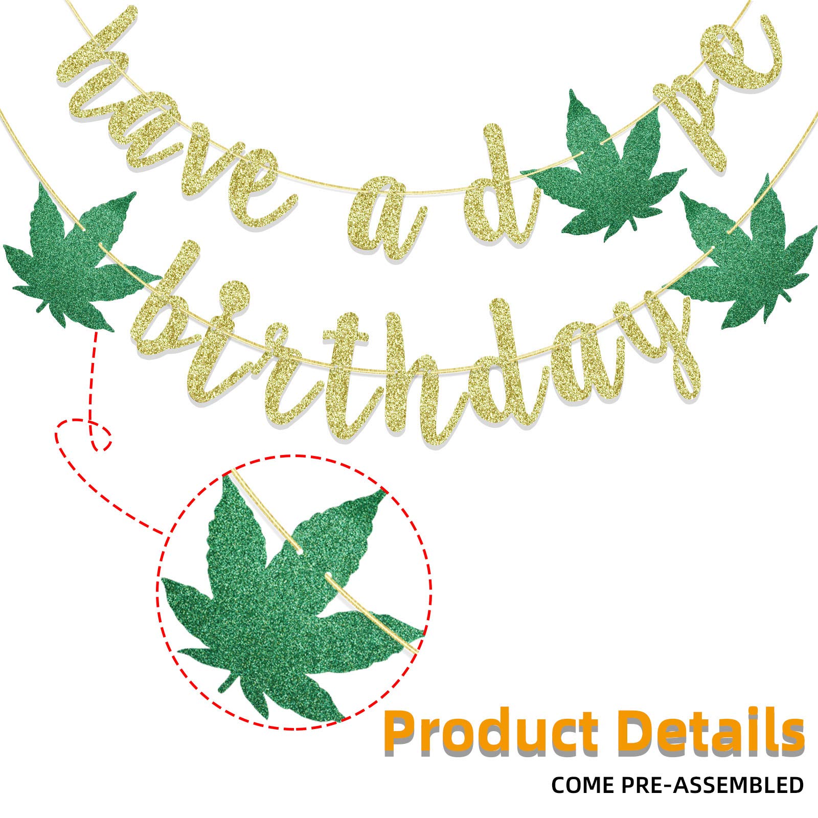 420 Birthday Banner - Weed Leaf Theme Party Decor with Glitter Flakes for 21st Birthday, Cannabis Celebration Supplies | Perfect for Stoner Parties, 420 Events & Themed Gatherings