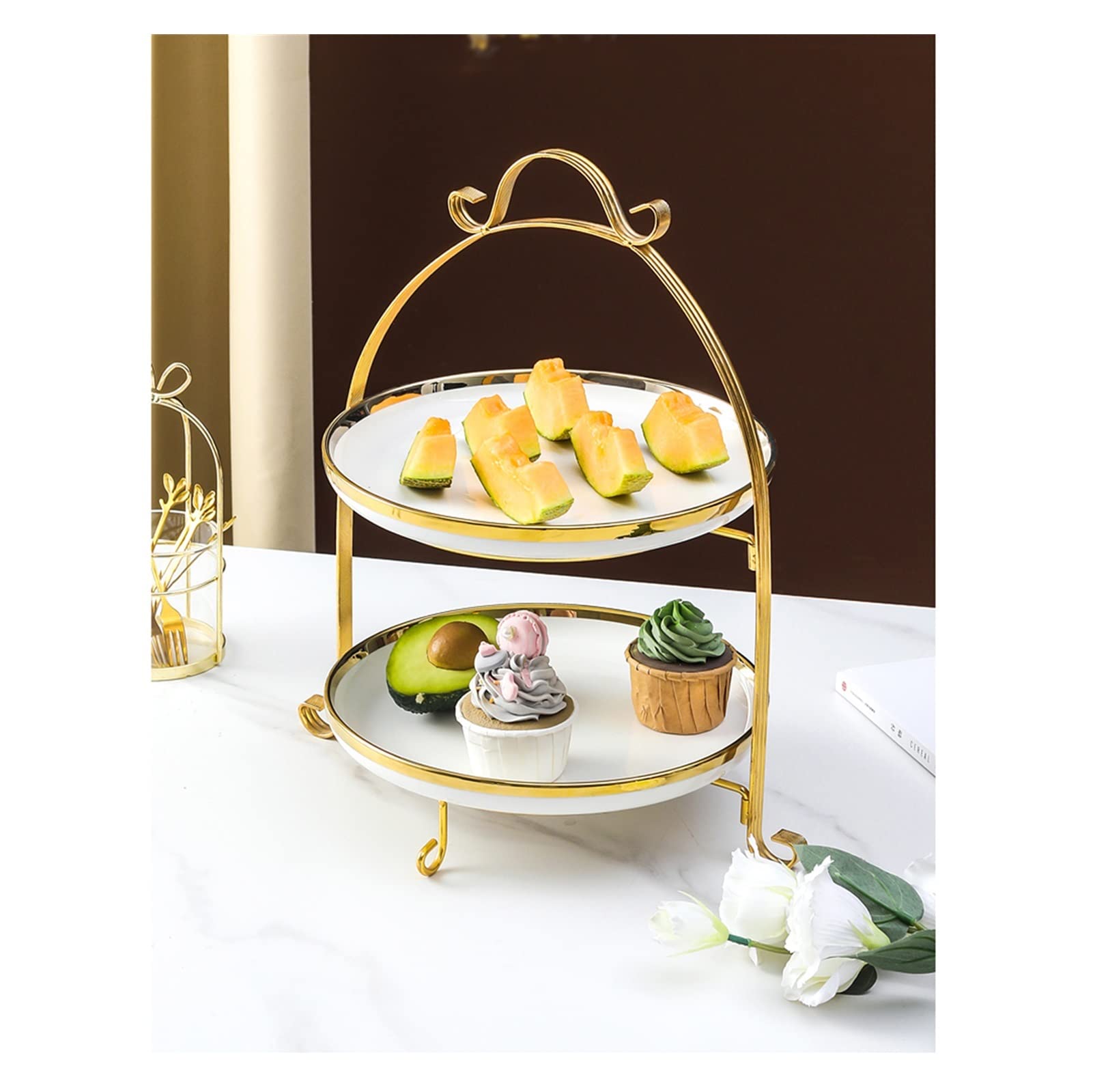 DOMELA 3-Tier Candy Display Stand - Elegant Dessert Plates & Fruit Bowl Set for Cupcakes, Sweets, and Snacks - Perfect for Parties, Weddings, and Home Decor Serving Tray