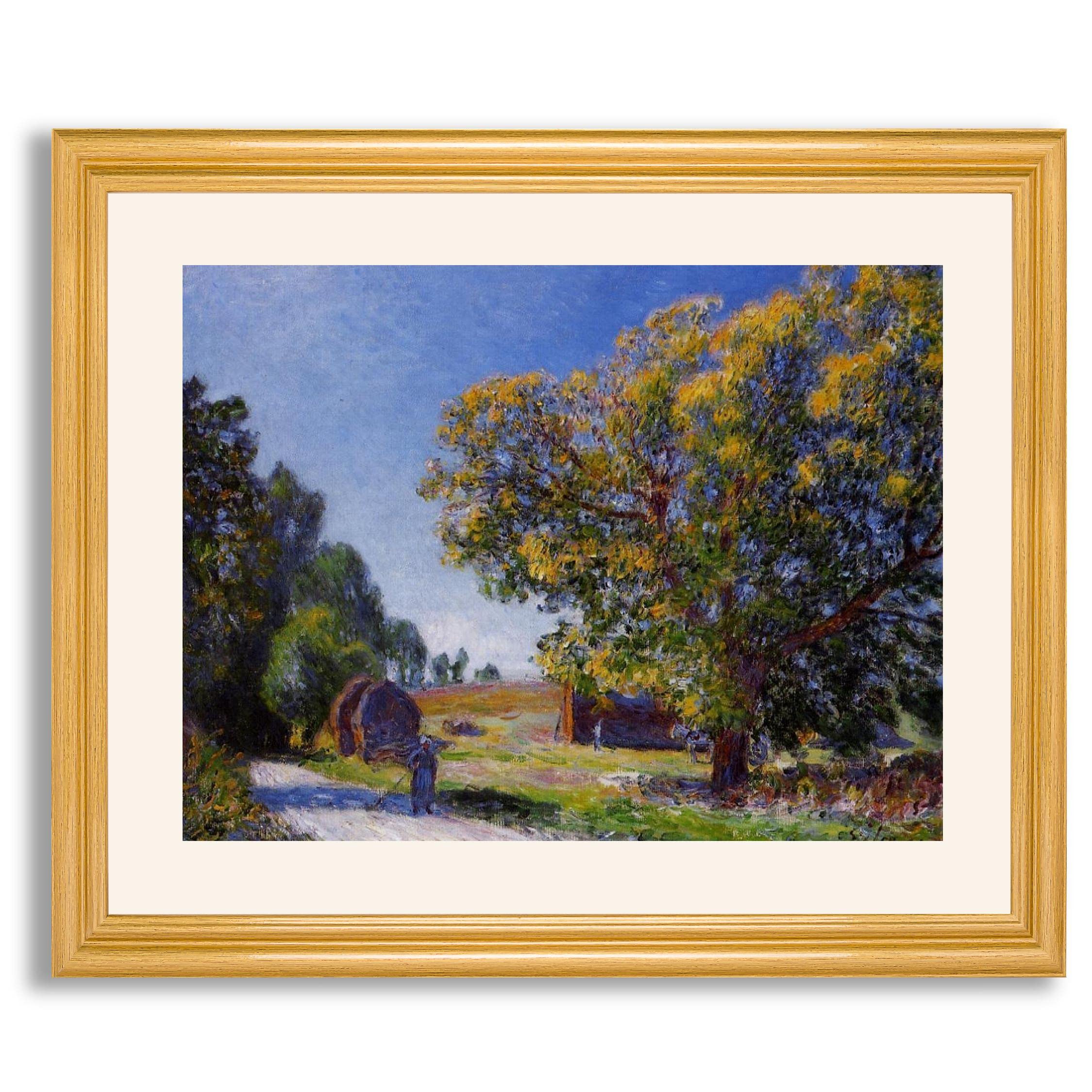 Fields Around The Forest by Alfred Sisley - Framed Art Print Poster | Premium Wall Art Decor for Living Room, Bedroom & Office | High-Quality Painting Reproduction in Wood Frame | Home & Office Picture for Room Decor