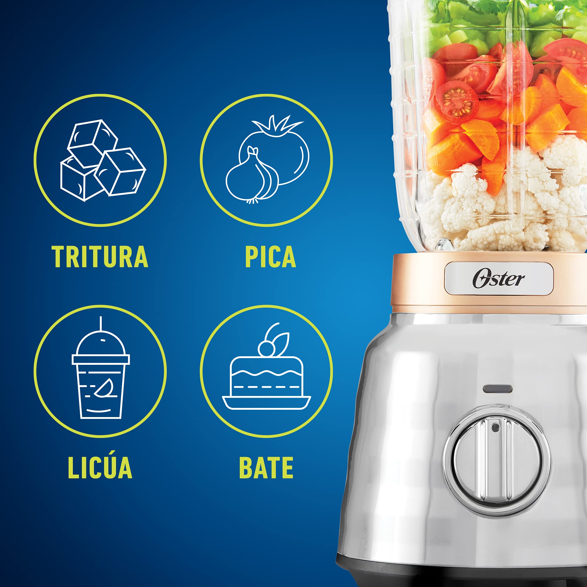 Oster BLSTPBRG Blender with Glass Jar - 6-Speed Knob Control for Smoothies, Shakes & Food Prep - Perfect for Home Kitchens & Smoothie Bars