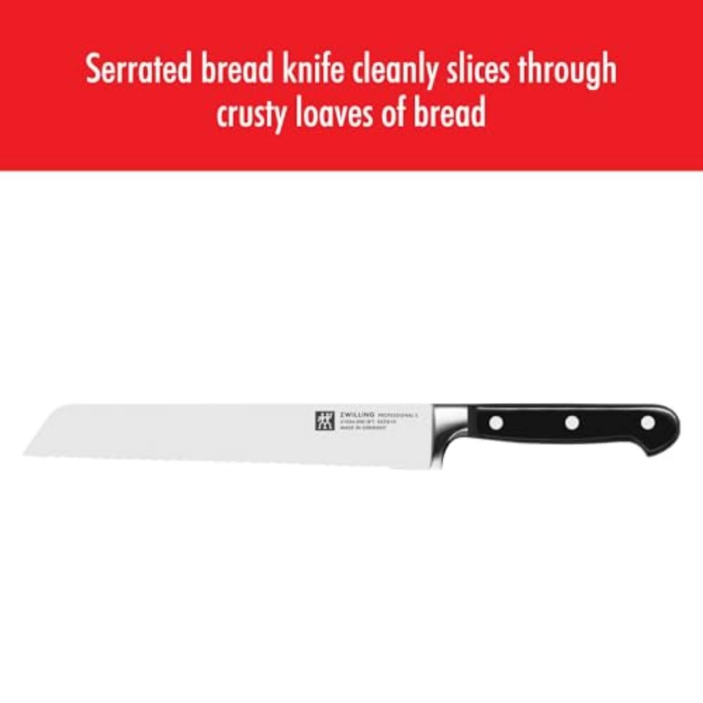ZWILLING Professional S 8-inch German Bread Knife - Razor-Sharp Stainless Steel Blade, Dishwasher Safe - Perfect for Slicing Bread, Baguettes, and Pastries - Made in Germany for Premium Kitchen Performance