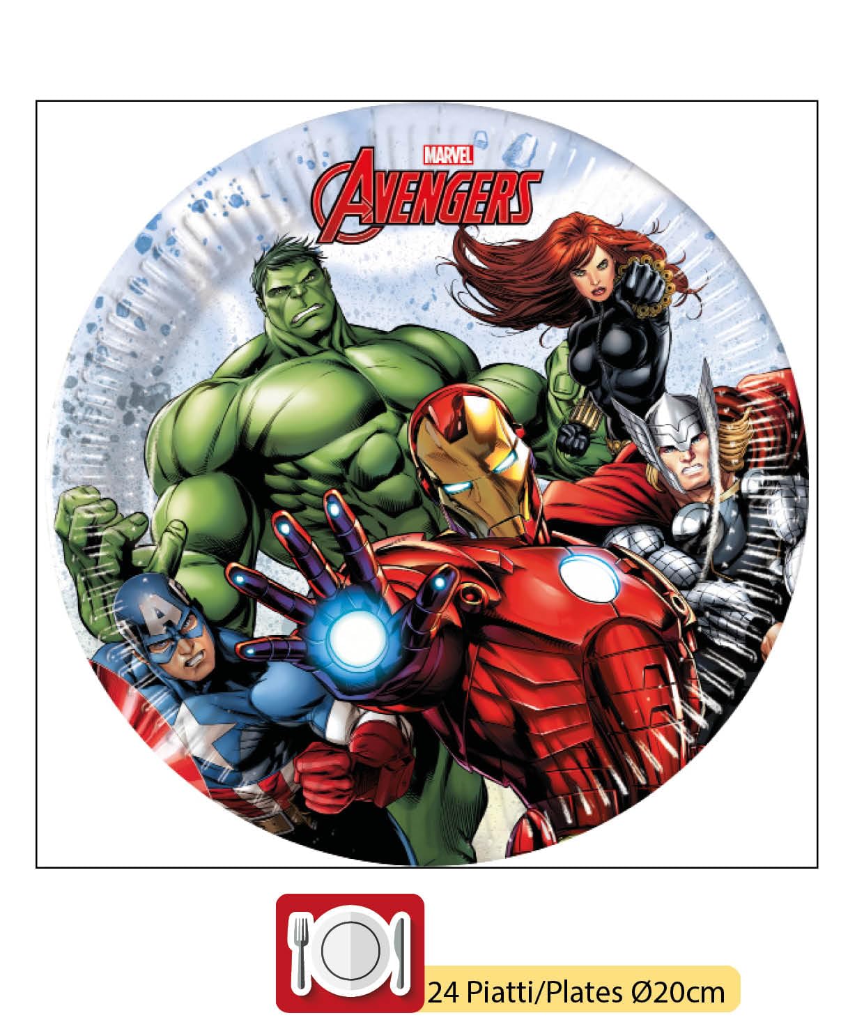Marvel Avengers Party Supplies Set for 24 Guests - 112 Piece Tableware Kit (24 x 23cm & 20cm Paper Plates, 24 x 200ml Plastic Cups, 40 x 33x33cm Napkins) - Perfect for Birthday Parties, Superhero Themed Events & Family Gatherings