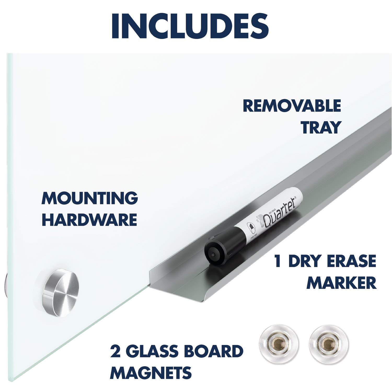 Quartet Magnetic Glass Dry Erase Whiteboard - 36