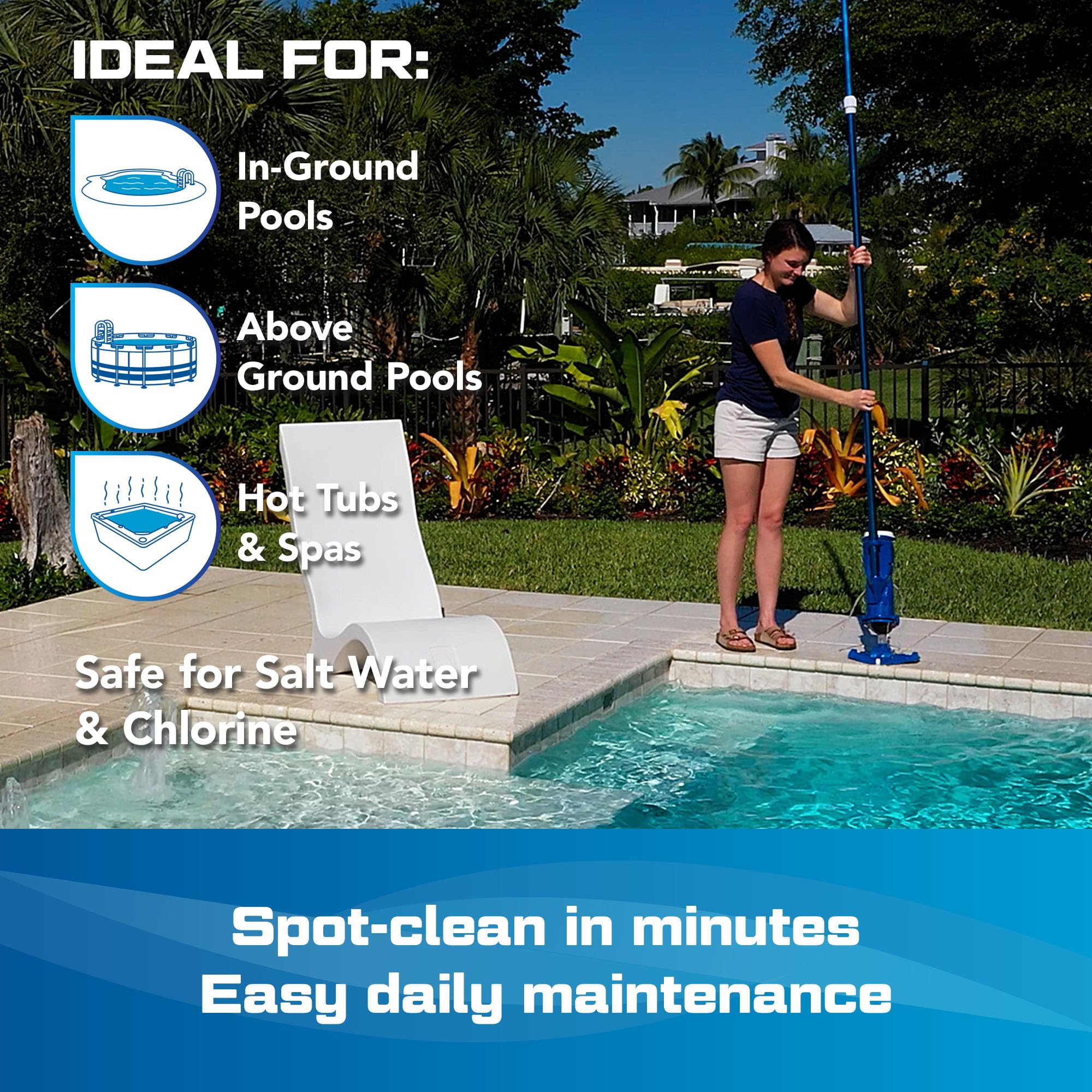 POOL BLASTER Catfish Ultra Rechargeable Battery-Powered Pool Cleaner - Ideal for In-Ground & Above Ground Pools to Remove Leaves, Dirt, Sand & Silt | Perfect for Weekly Pool Maintenance and Quick Cleanups