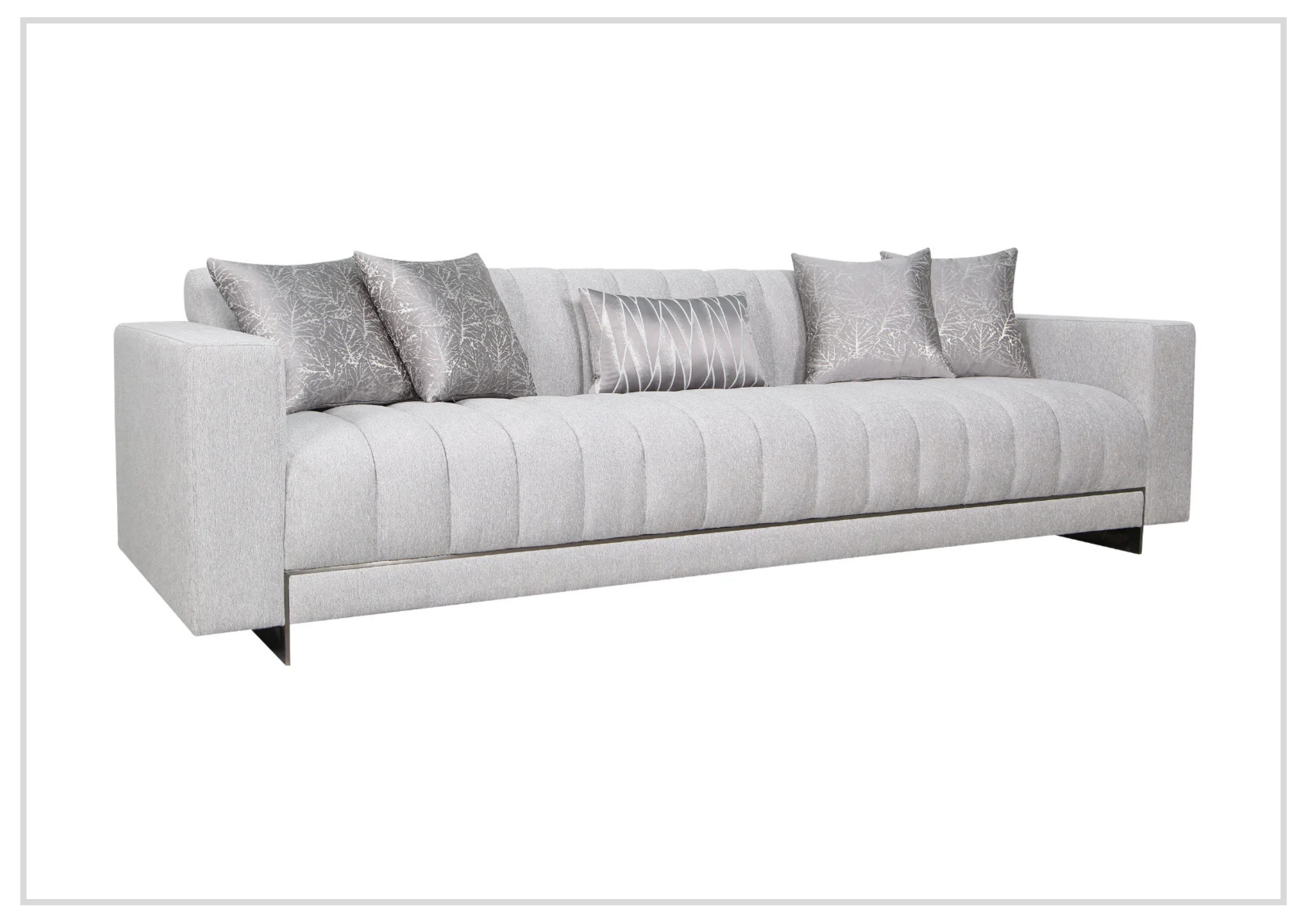 Klaussner Talento 3-Seater Sofa - Gray Tufted Fabric Sectional Couch with Track Arms for Living Room, Lounge & Home Theater Comfort