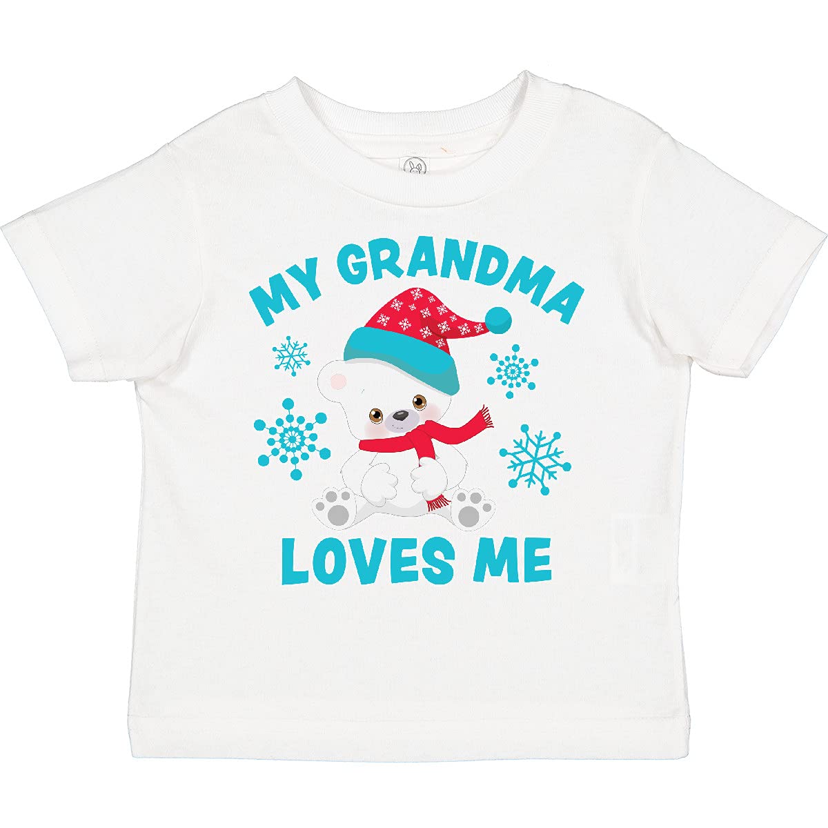 Polar Bear 'My Grandma Loves Me' Santa Hat Toddler T-Shirt - Cute Christmas Family Outfit for Kids & Grandparents